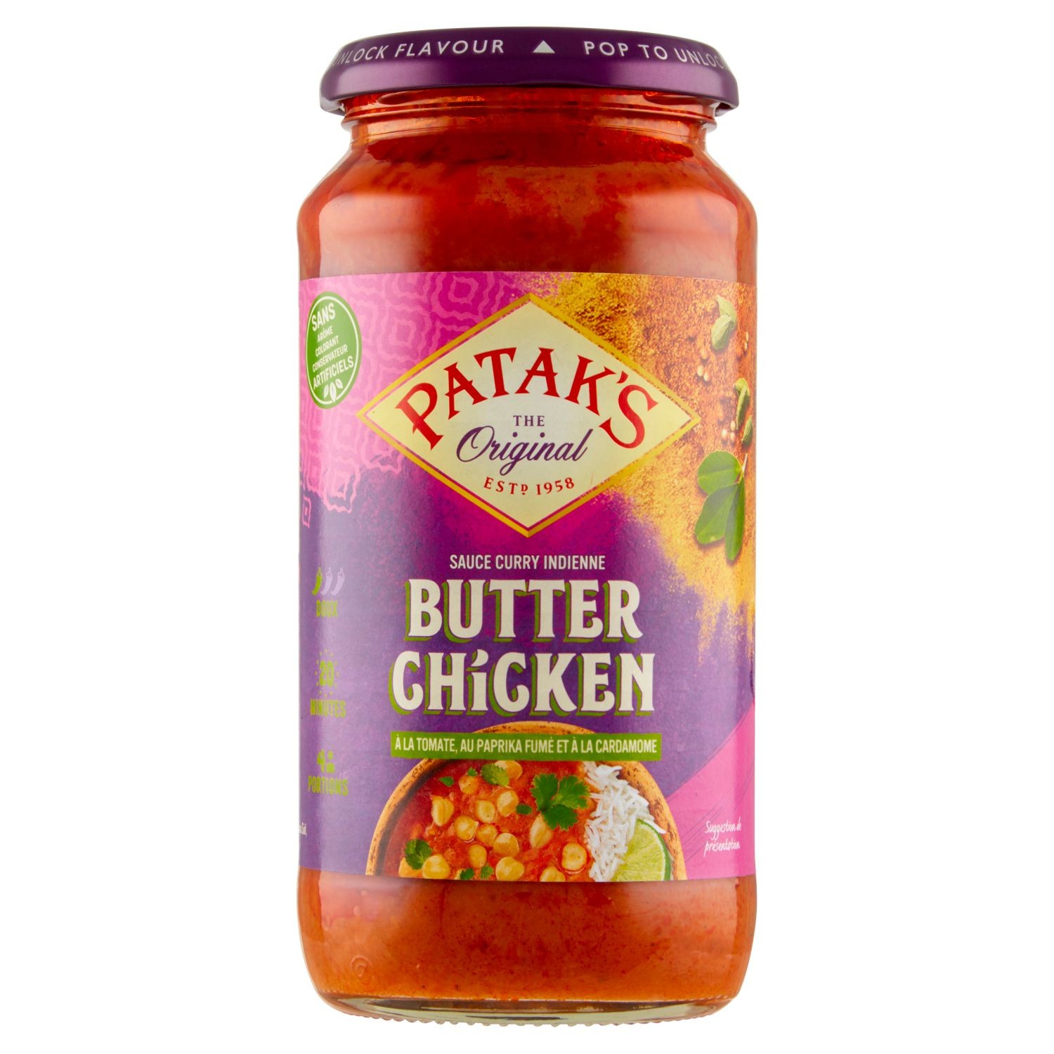 Trvanlivé potraviny - Patak's Butter Chicken jemně pálivá smetanovo-rajčatová omáčka 450g