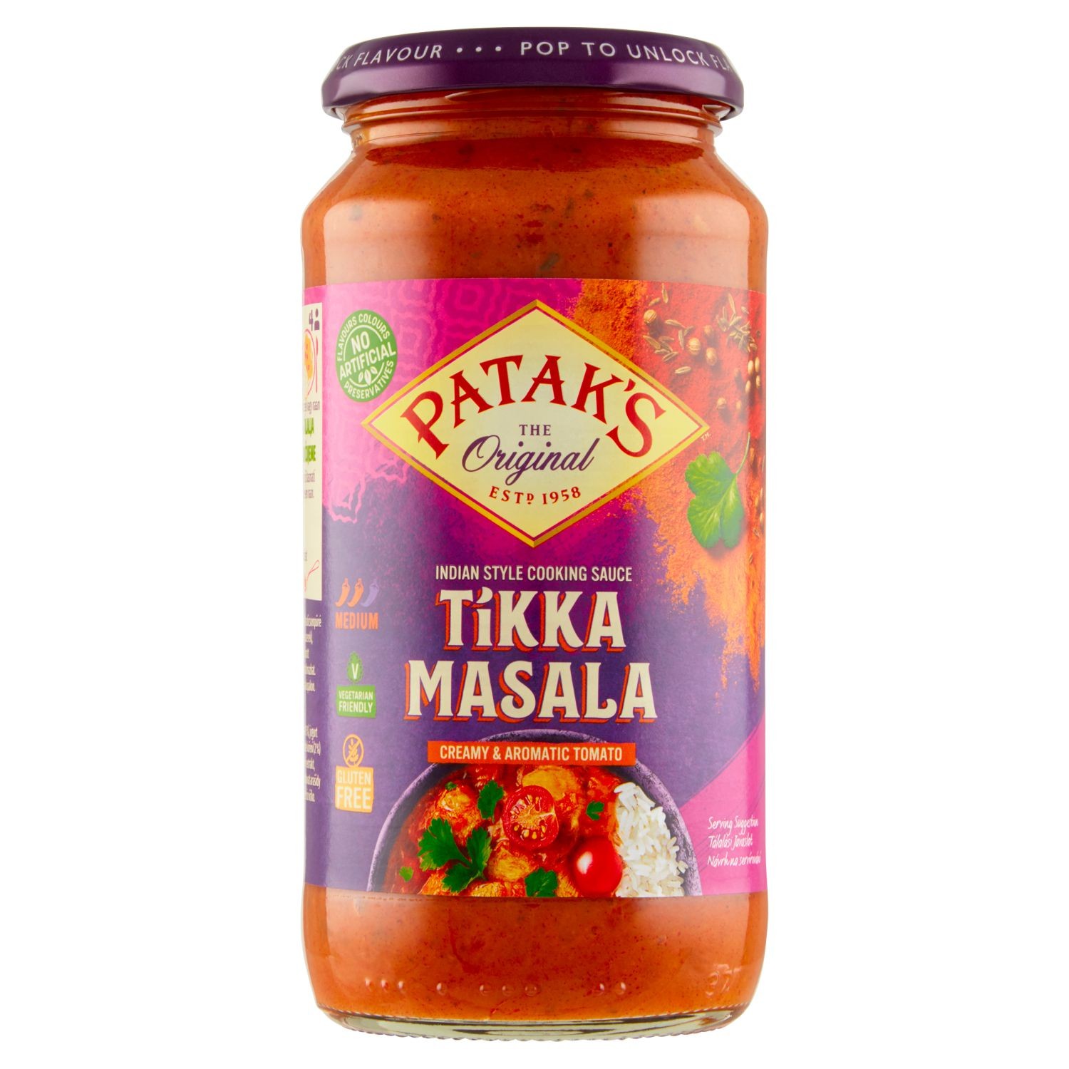 Trvanlivé potraviny - Patak's Tikka Masala rajčatová omáčka se smetanou a koriandrem 450g
