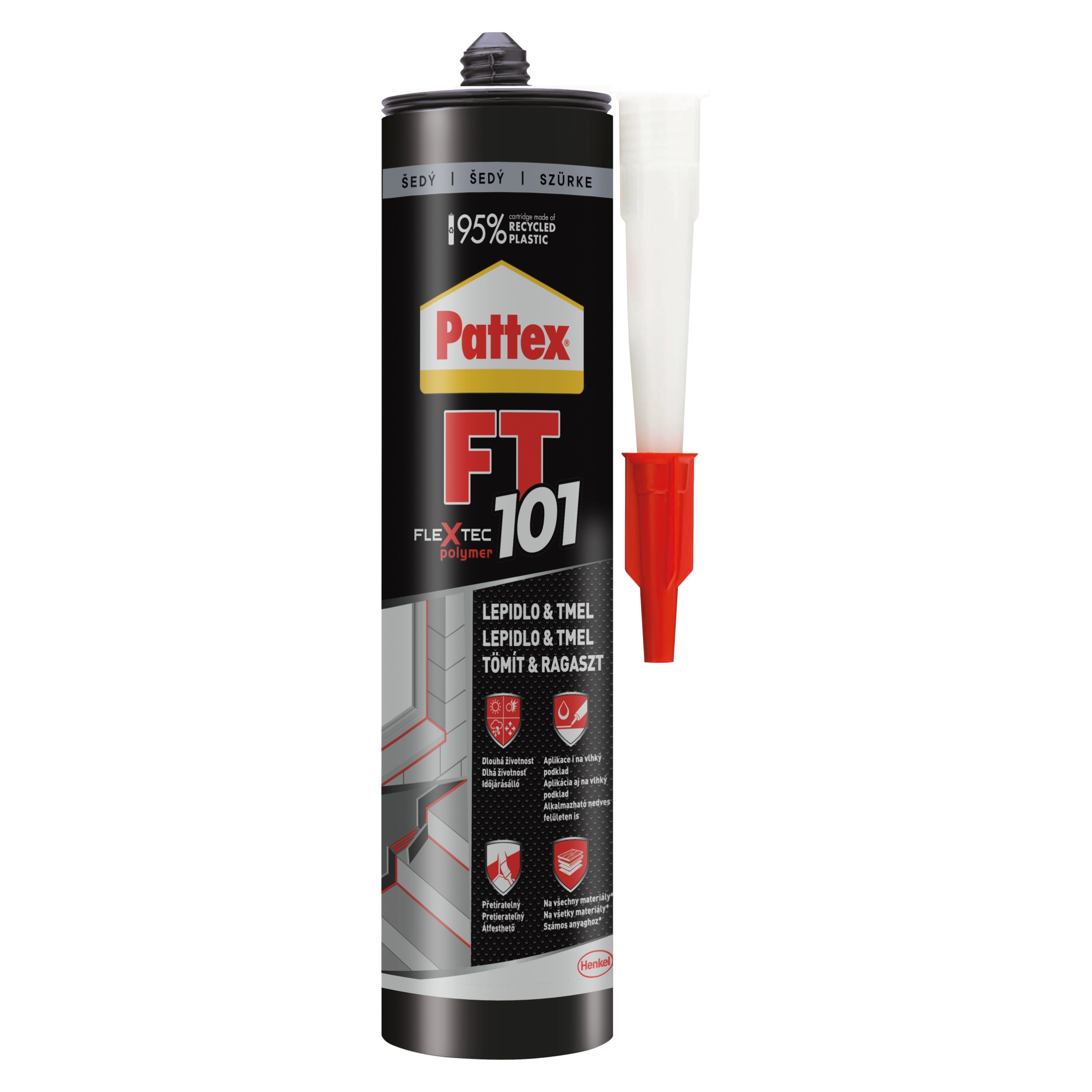 Domácnost a Zahrada - Pattex lepidlo & tmel FT101, šedý, 280 ml
