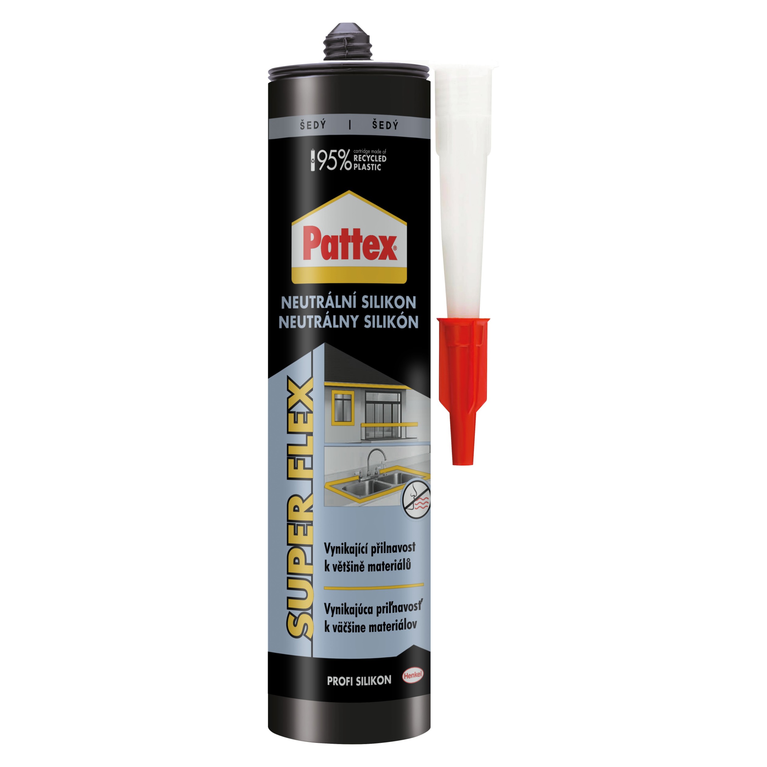 Domácnost a Zahrada - Pattex Neutrální Silikon, šedý, 280 ml