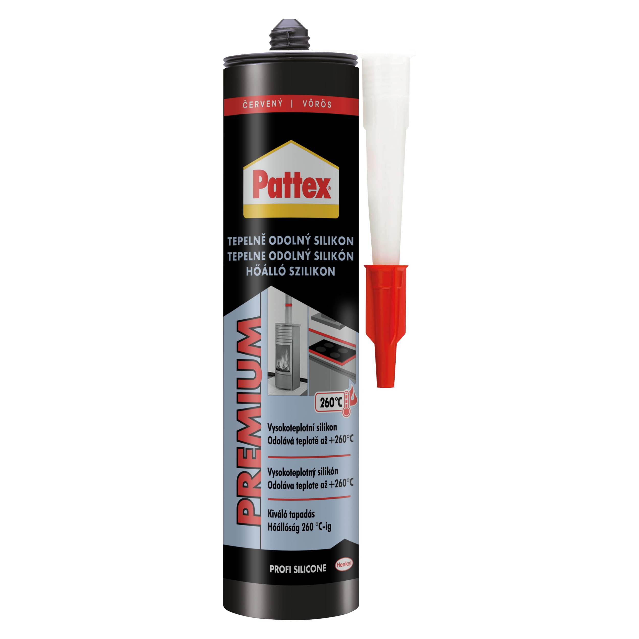 Domácnost a Zahrada - Pattex Tepelně odolný silikon, červený, 280 ml