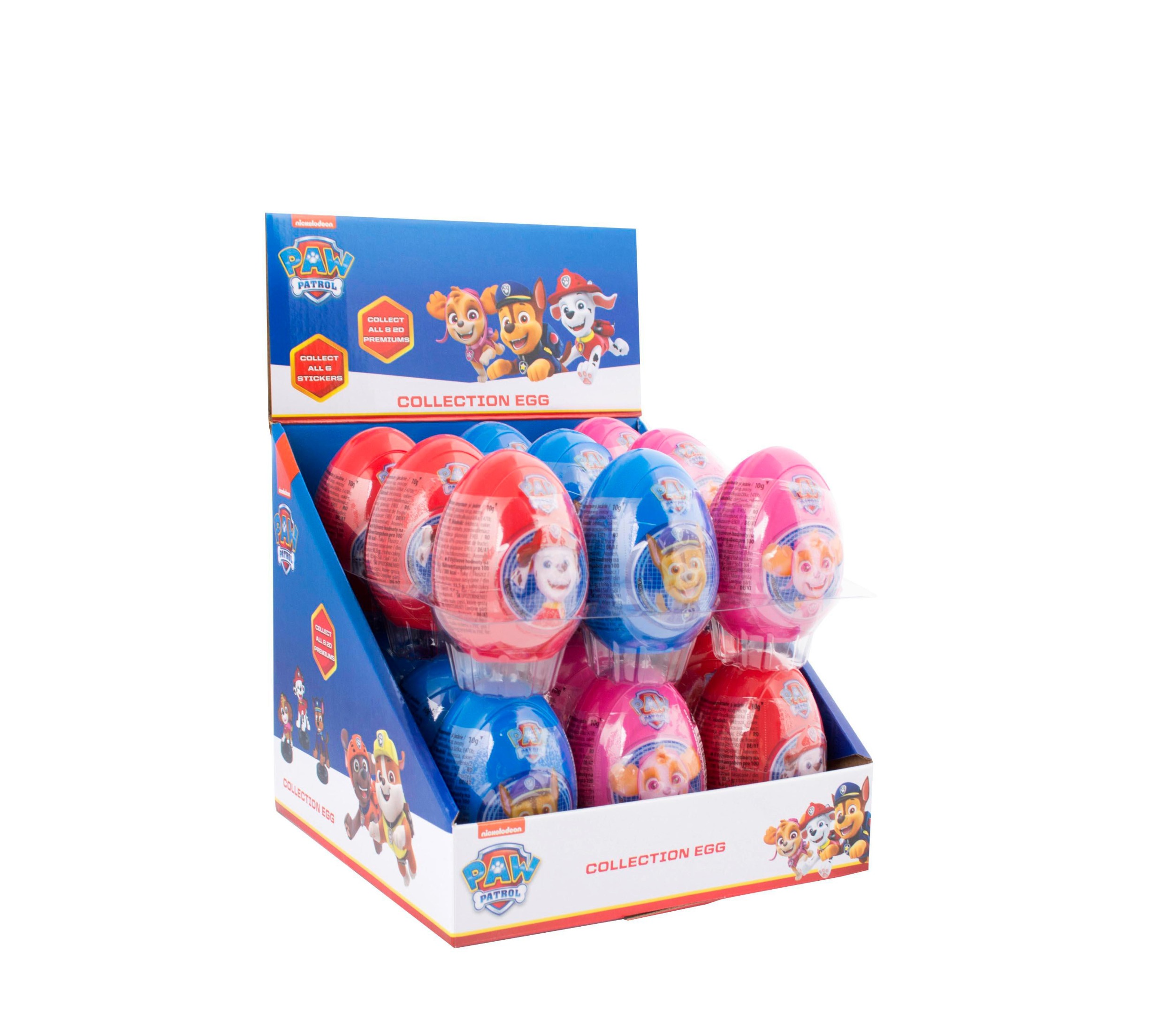 Trvanlivé potraviny - Paw Patrol Collection Relief Egg - překvapení s hračkou, sběratelskou mušlí a cukrovinkou různé motivy 10g