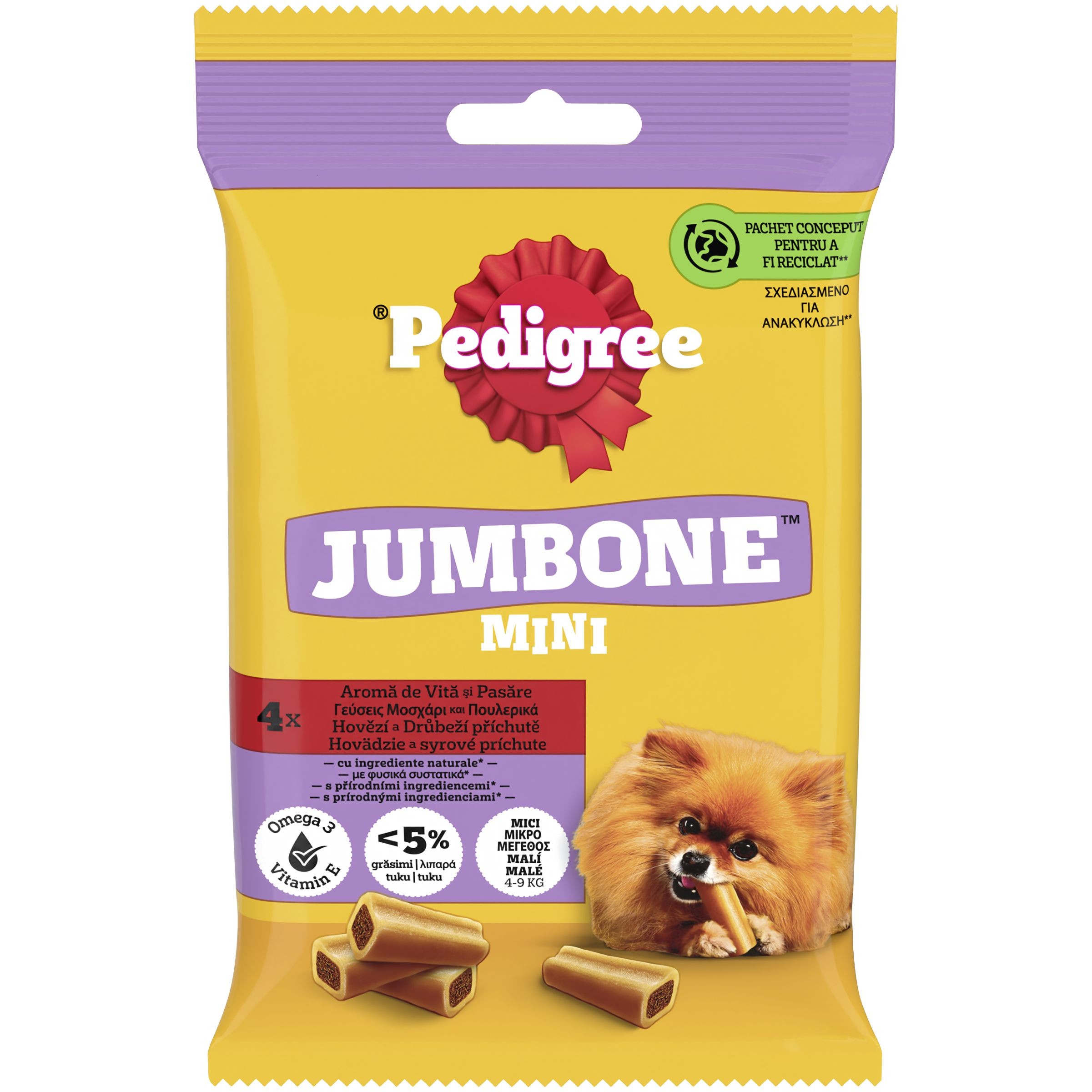 Svět zvířat - Pedigree Jumbone Mini příchuť s hovězím a drůbežím 4 ks 160 g