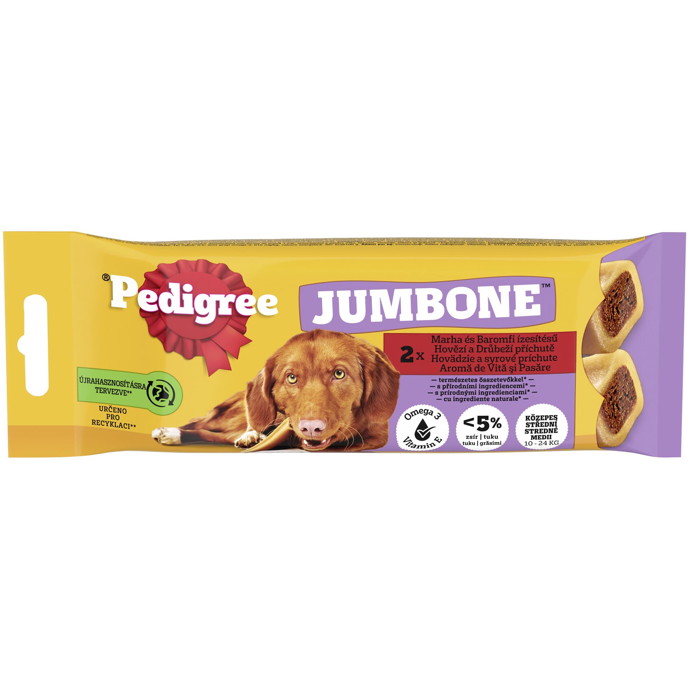 Svět zvířat - Pedigree Jumbone Příchuť s hovězím a drůbežím 2 ks 180 g