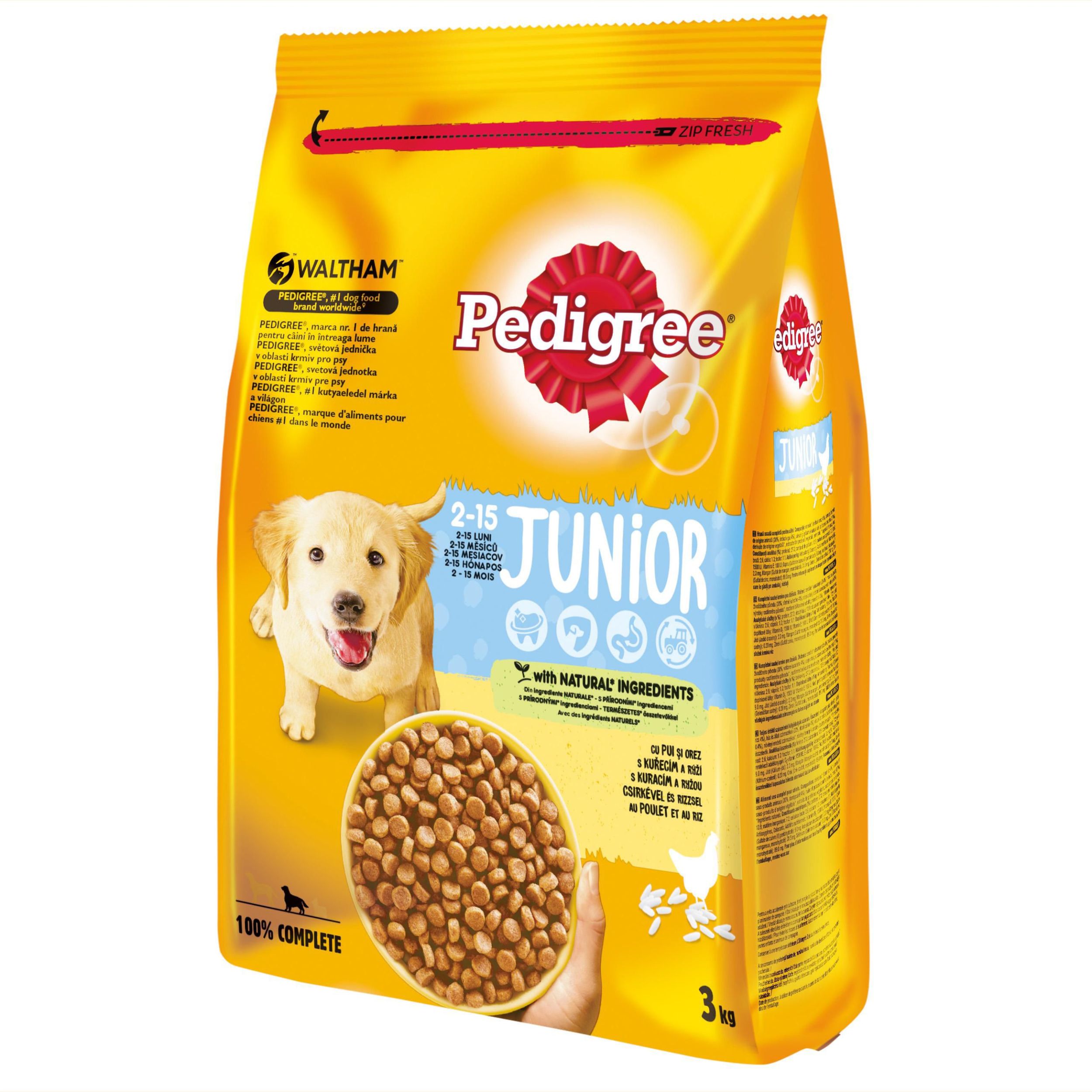 Svět zvířat - Pedigree Junior Granule s kuřecím masem a rýží 3 kg