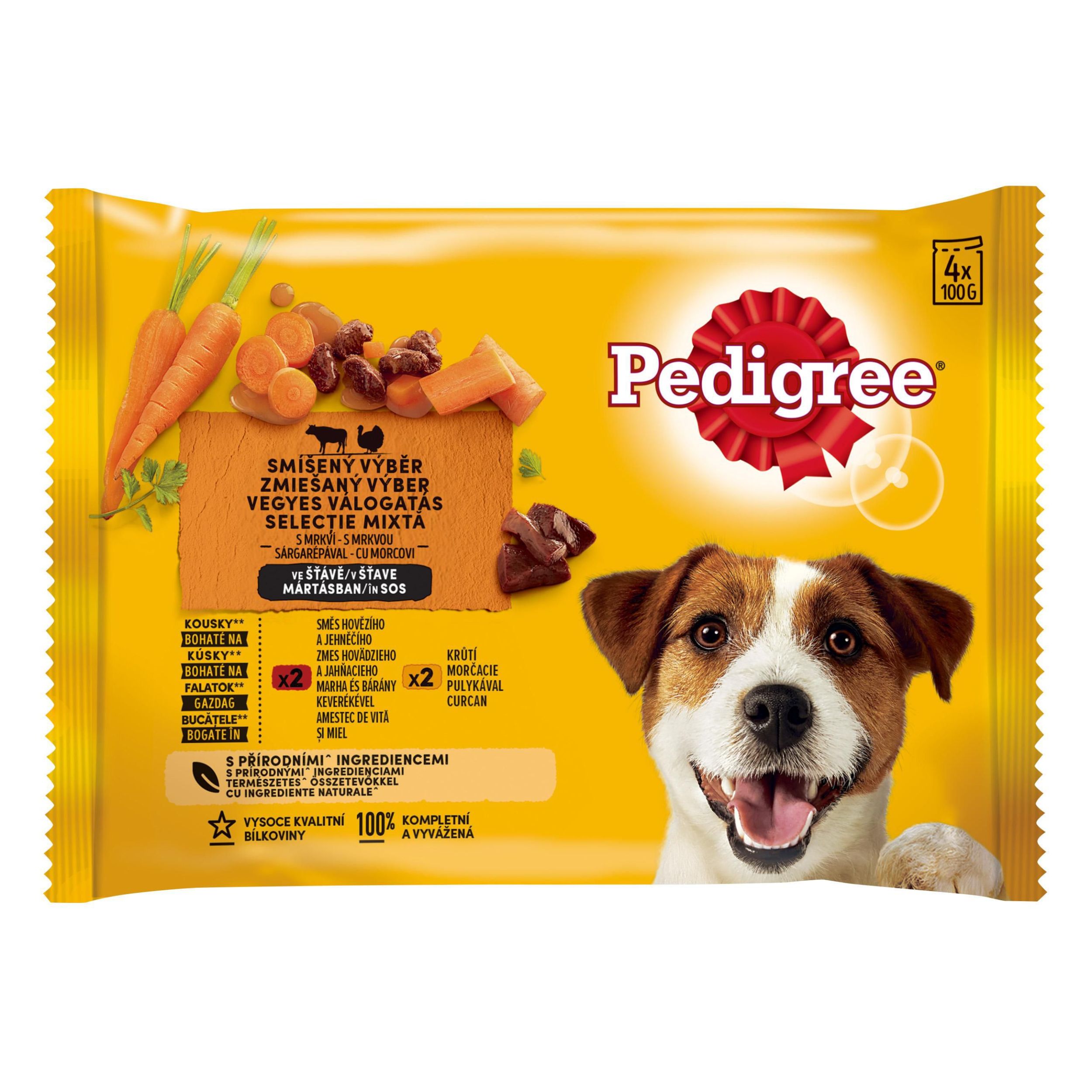 Svět zvířat - Pedigree Vital Protection 100% kompletní výživa ve šťávě masový výběr s mrkví 4x100 g