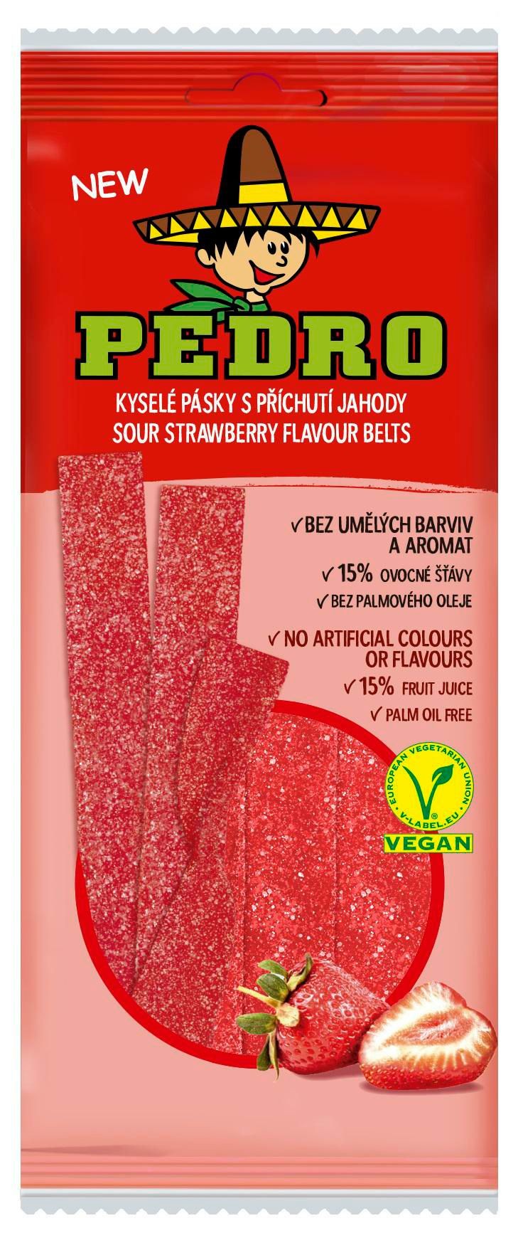 Trvanlivé potraviny - Pedro Kyselé pásky s příchutí jahody 80g