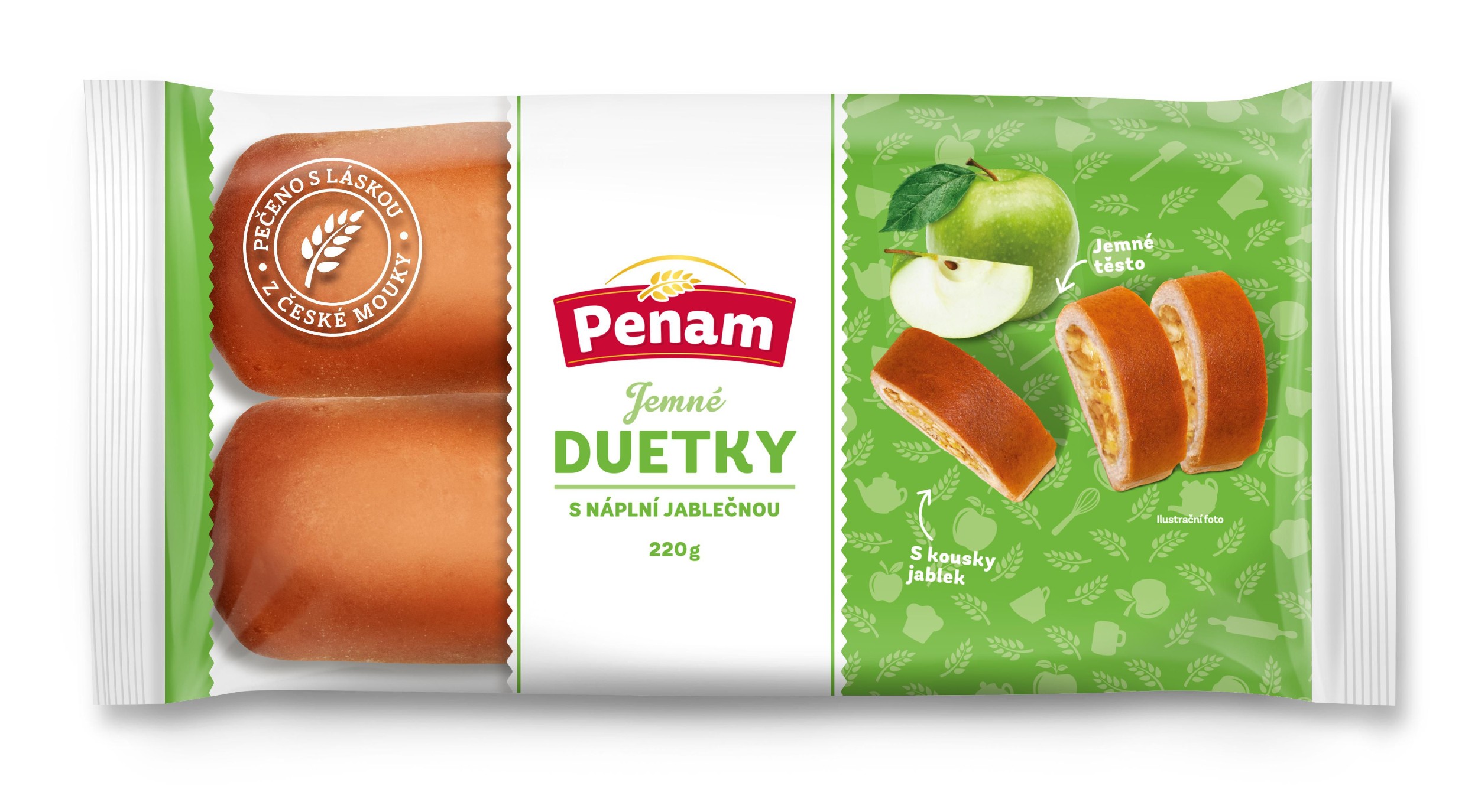 Pekárna a cukrárna - Penam Duetky s jablečnou náplní 2 kusy 220g