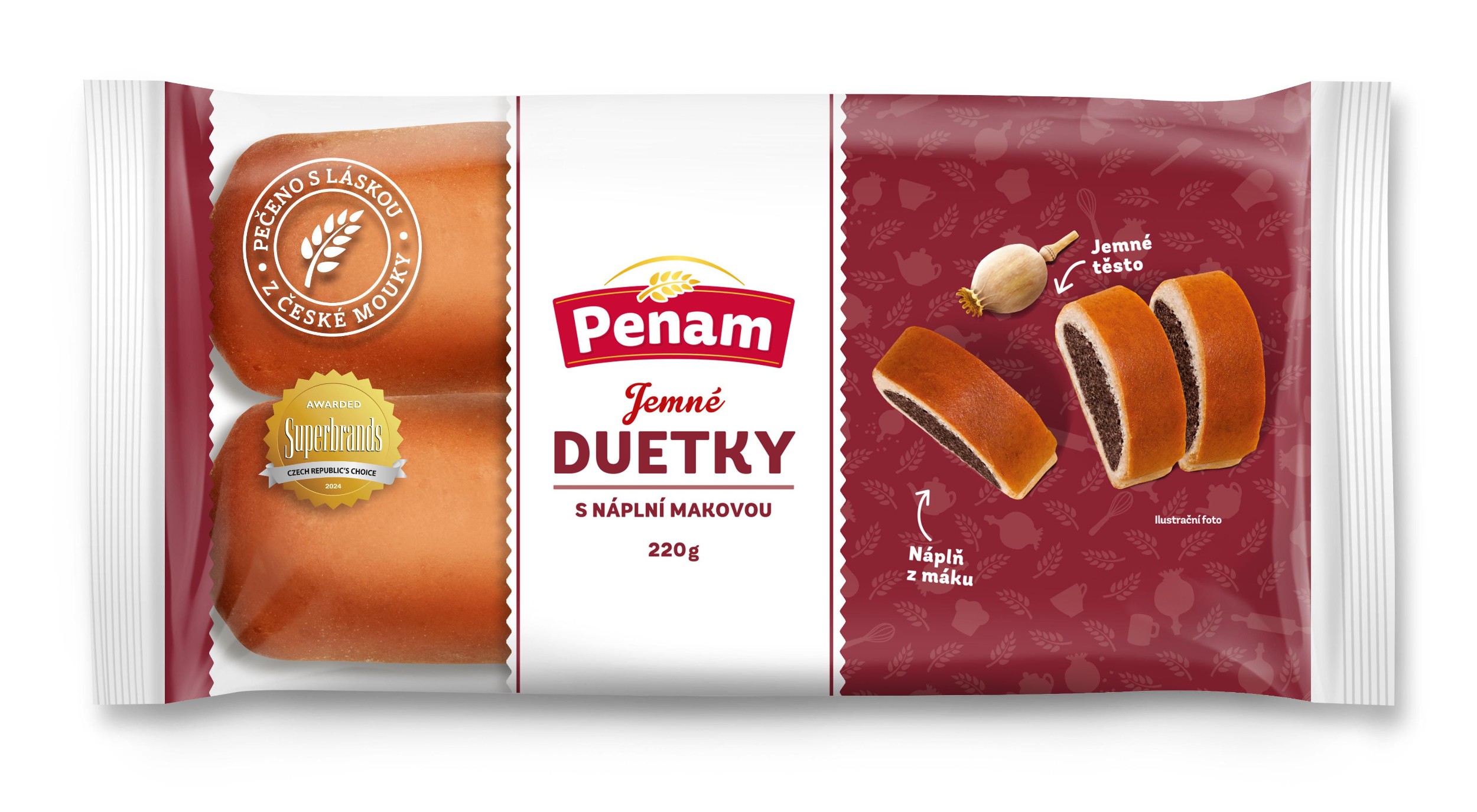 Pekárna a cukrárna - Penam Duetky s náplní makovou 2 kusy 220g