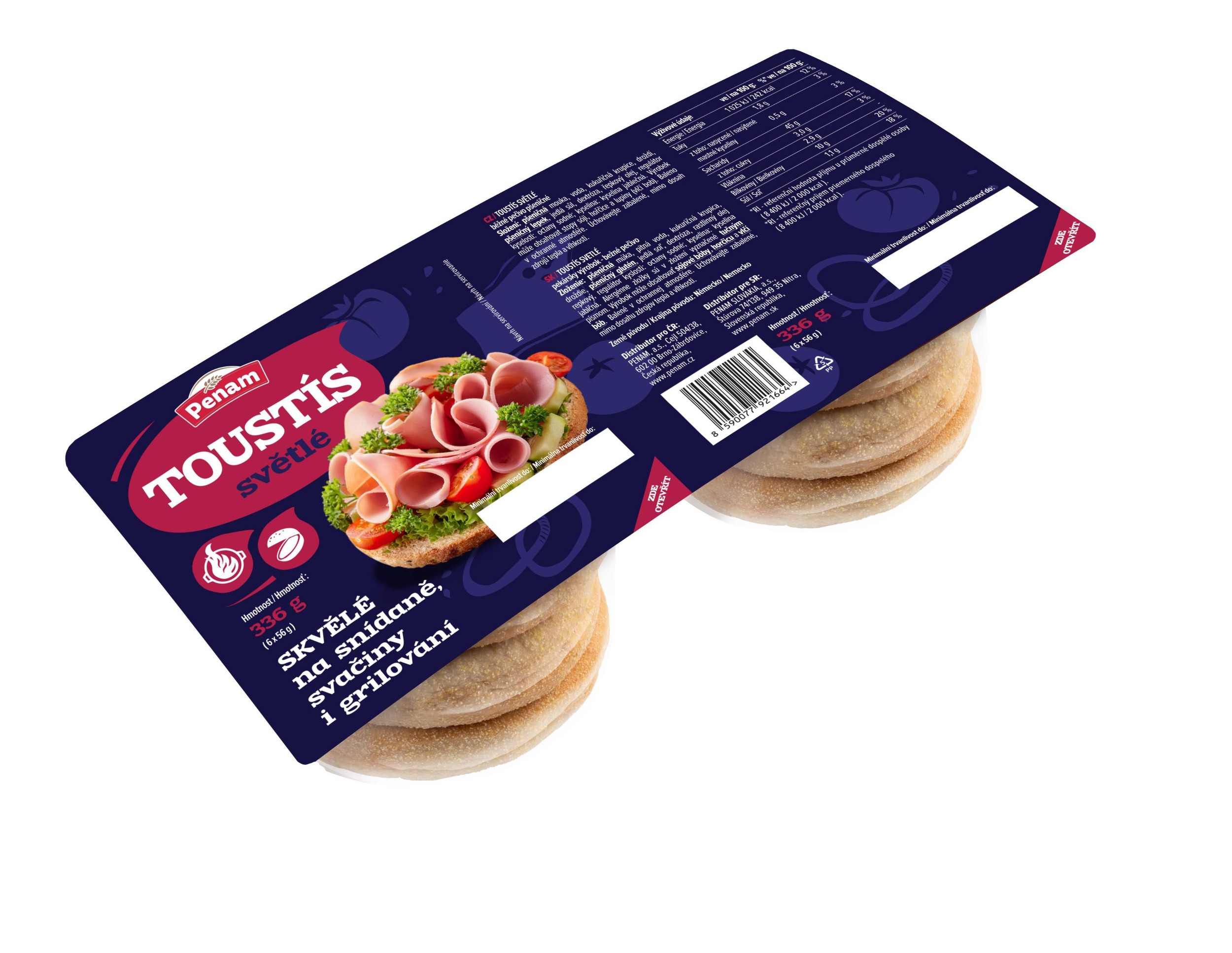 Pekárna a cukrárna - Penam Toustís světlý 336g