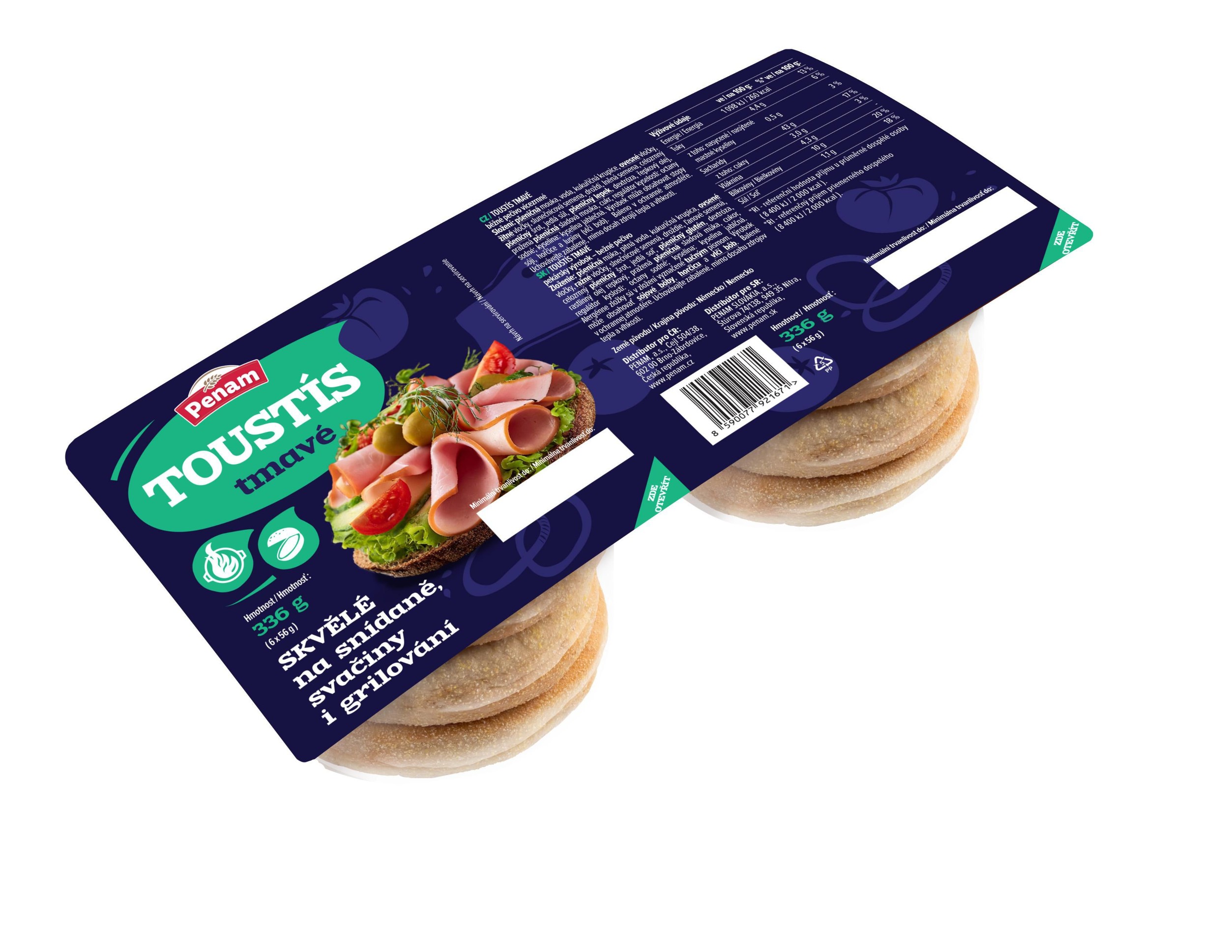 Pekárna a cukrárna - Penam Toustís tmavé B 336 g