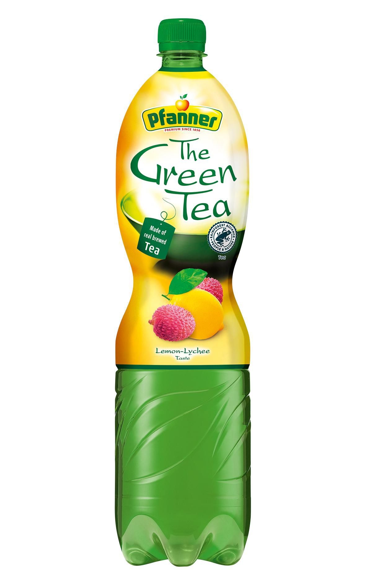 Nápoje - Pfanner Zelený čaj příchuť lemon lychee 1,5L
