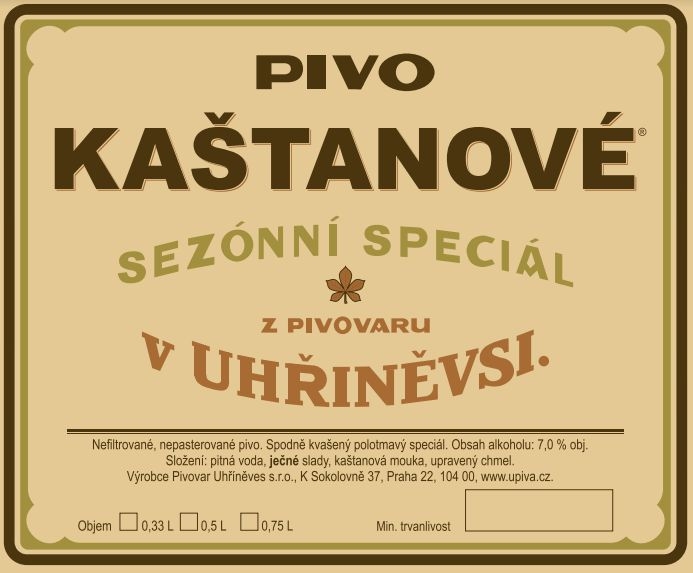 Nápoje - Pivovar Uhříněves Kaštanové pivo 0,75 l sklo