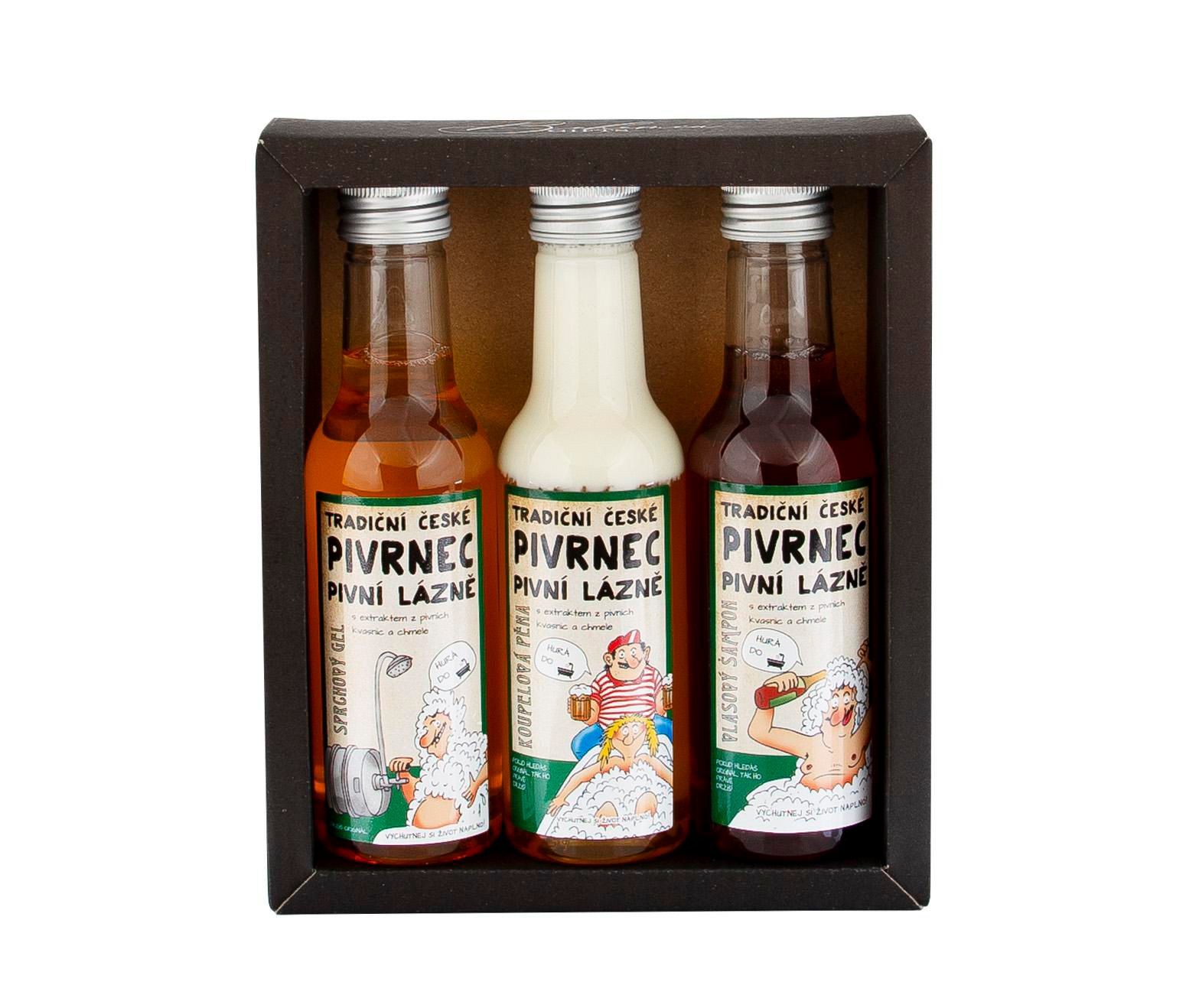 Drogerie a kosmetika - Pivrnec kosmetický balíček pivní kosmetiky sprchový gel 200 ml, vlasový šampon 200 ml, koupelová pěna 200 ml