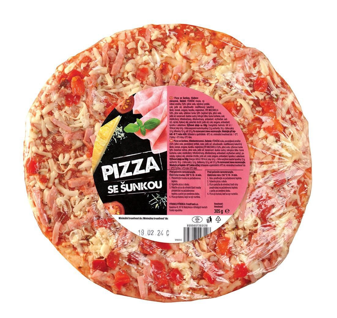 Mražené potraviny - Pizza Šunková mražená 305g