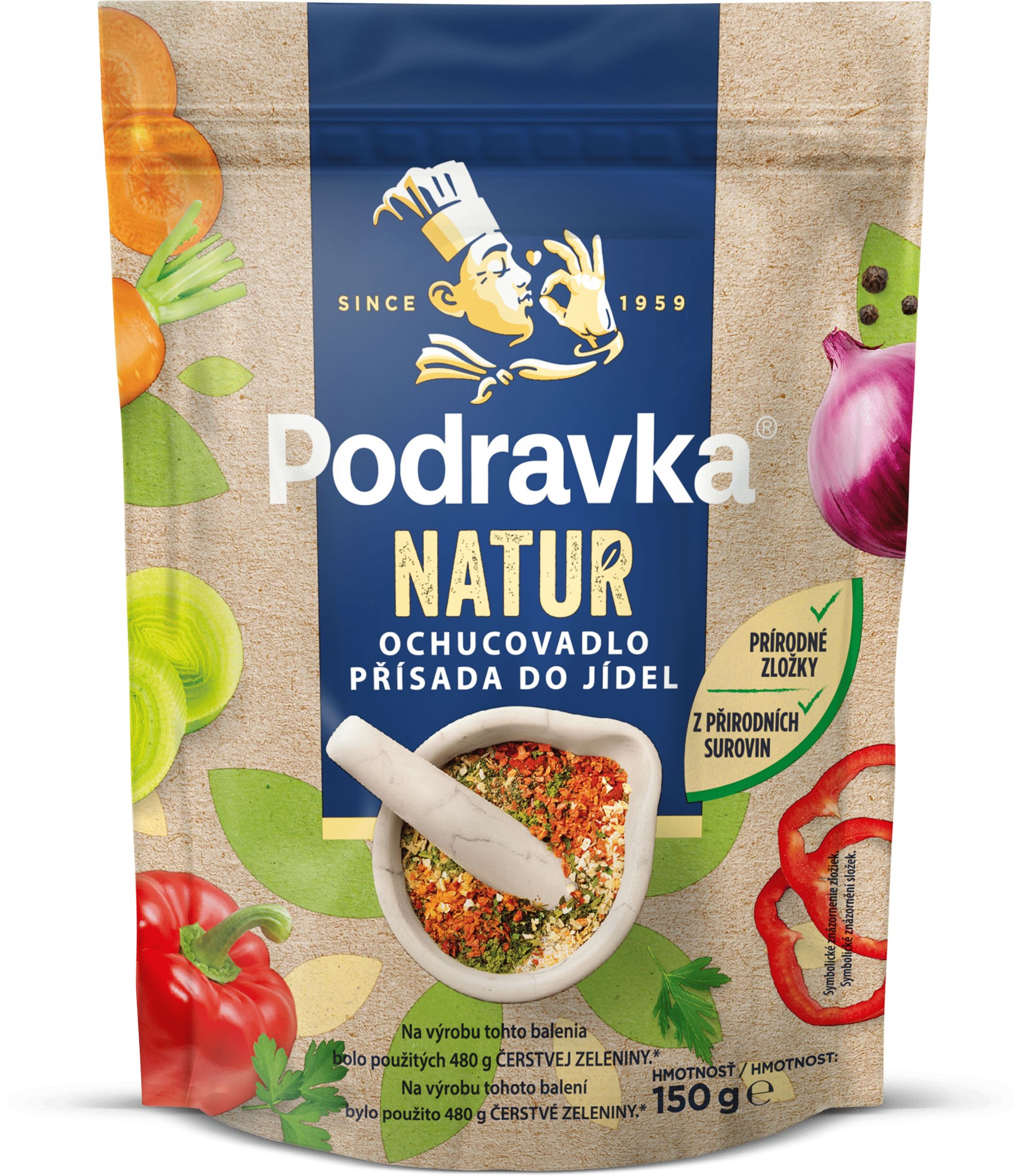Trvanlivé potraviny - Podravka Natur Přísada do jídel sypký kořenící přípravek 150 g