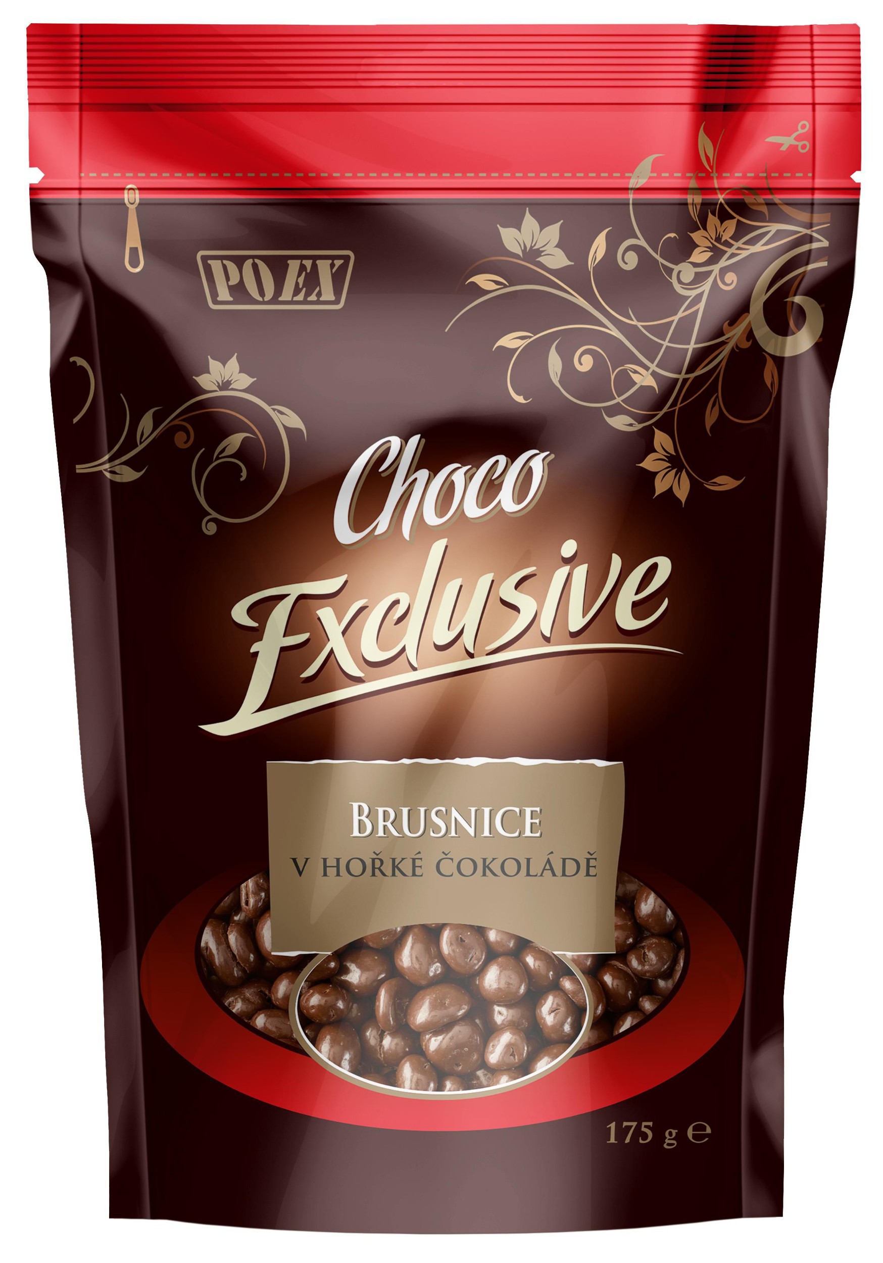 Trvanlivé potraviny - Poex Brusnice v hořké čokoládě 175 g