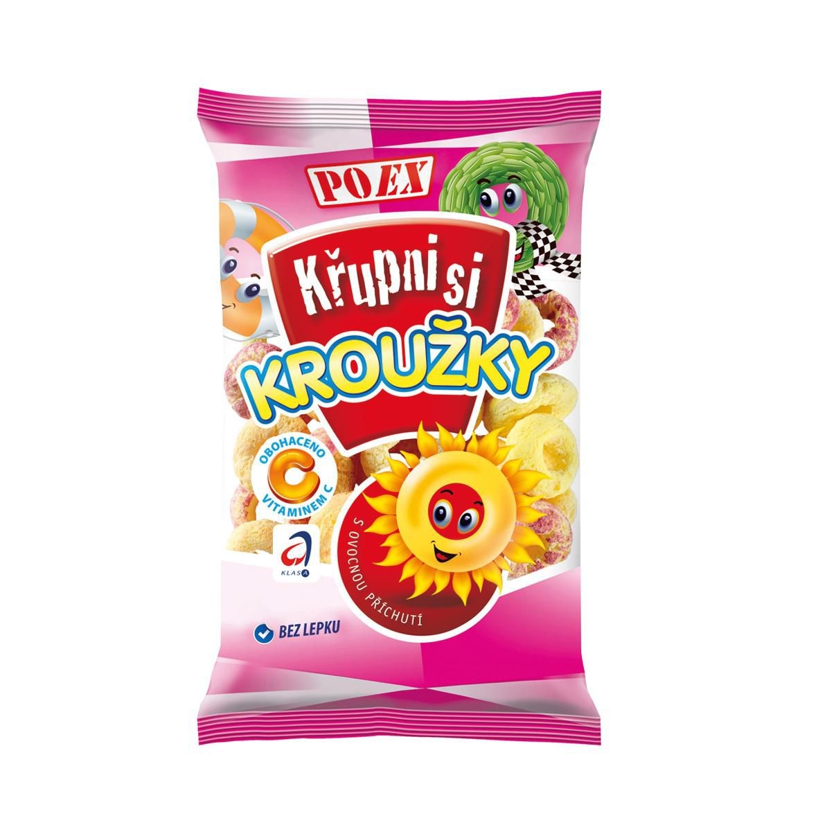 Zdravý svět - Poex Kroužky s ovocnou příchutí bez lepku 90 g