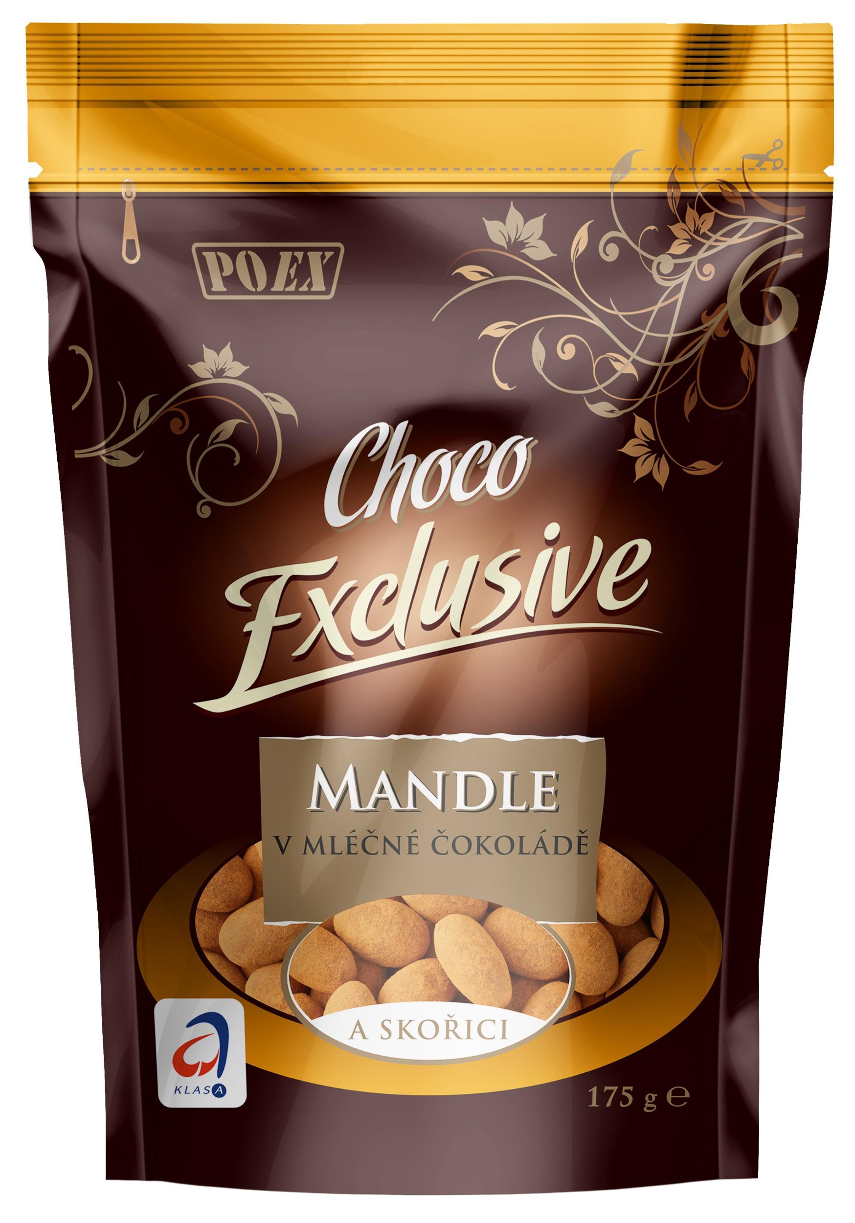Trvanlivé potraviny - Poex Mandle v mléčné čokoládě se skořicí 175 g