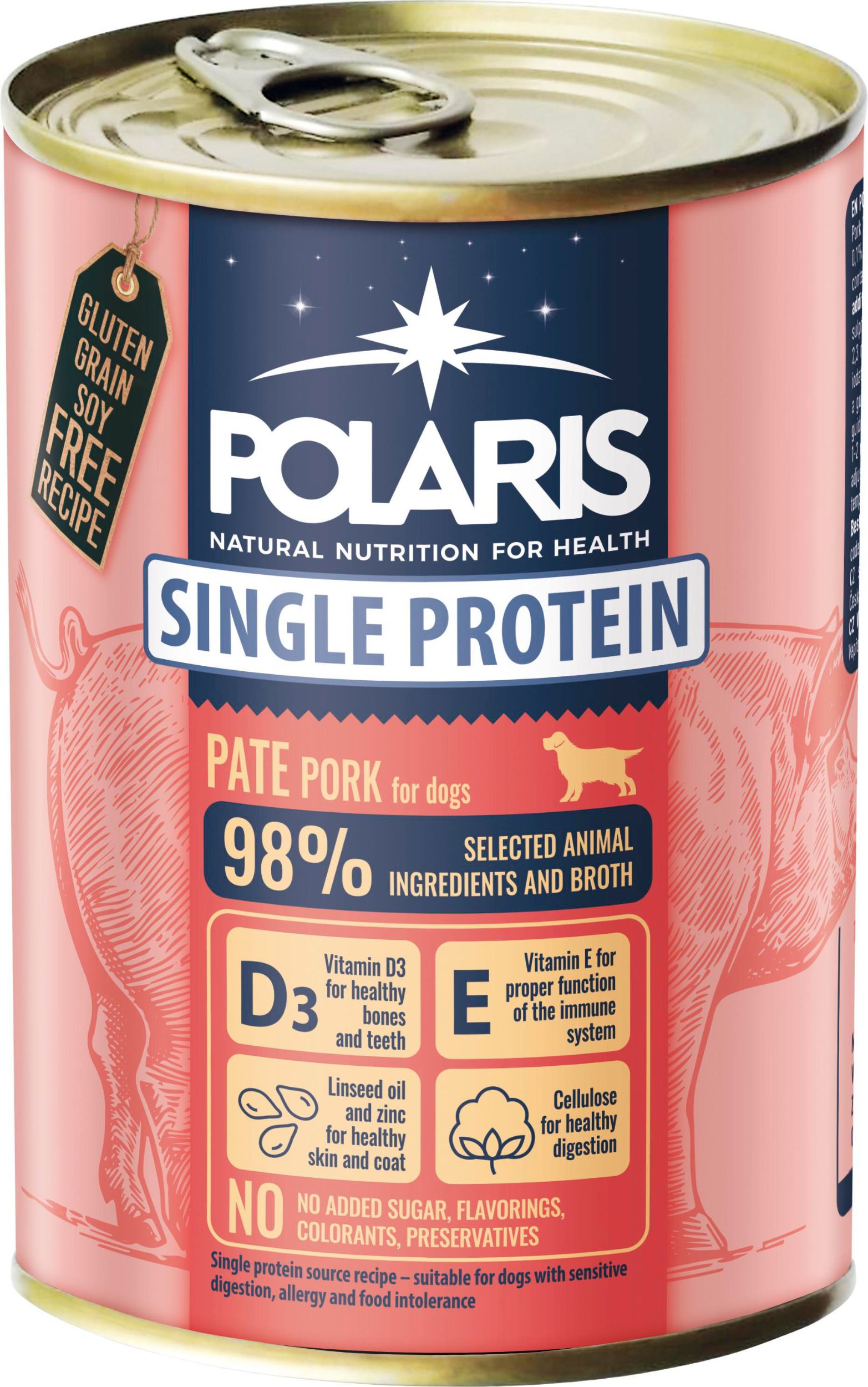 Svět zvířat - Polaris Single Protein Paté konzerva pro psy vepřová 400g