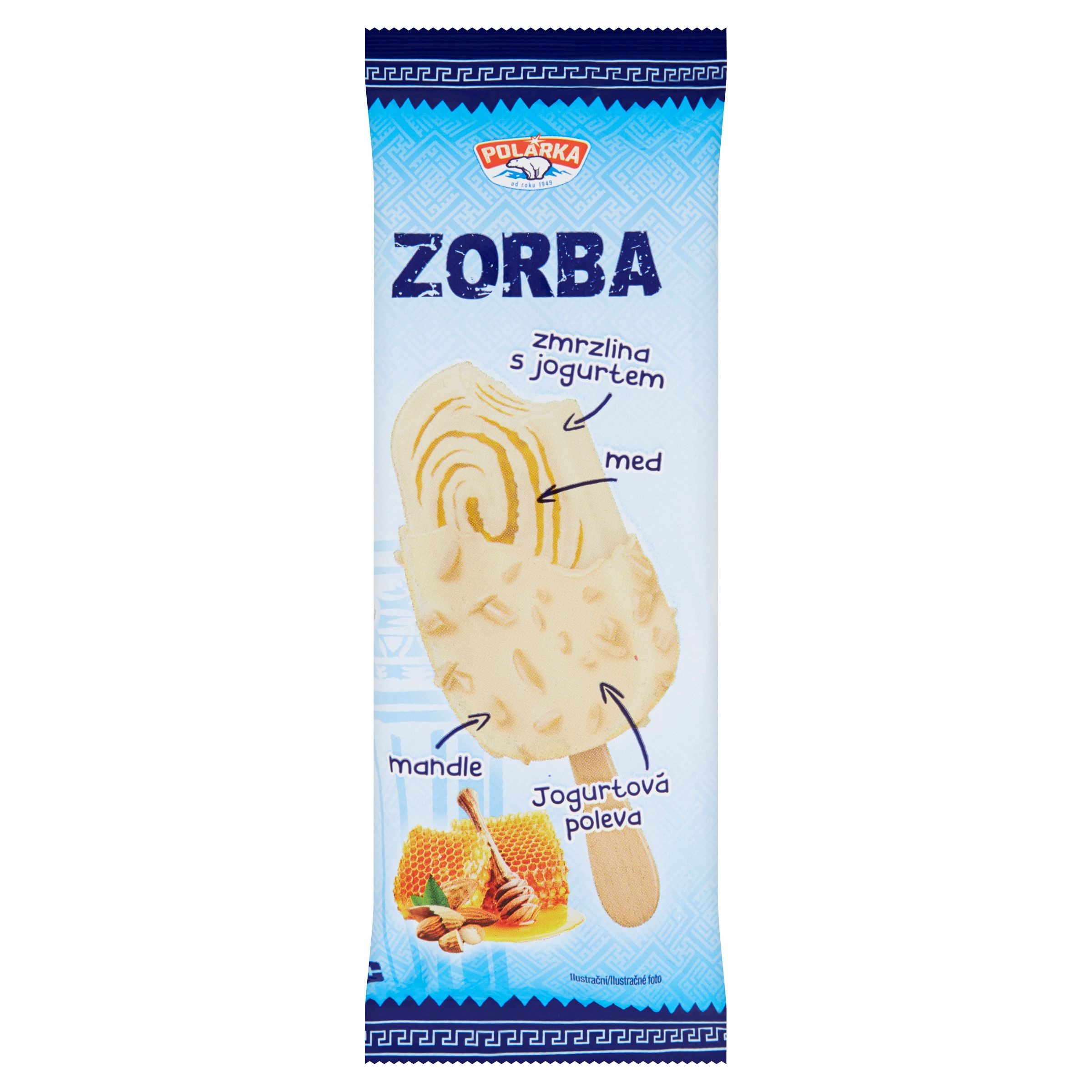 Mražené potraviny - Polárka Zorba Zmrzlina s jogurtem, med, mandle, jogurtová poleva 100ml