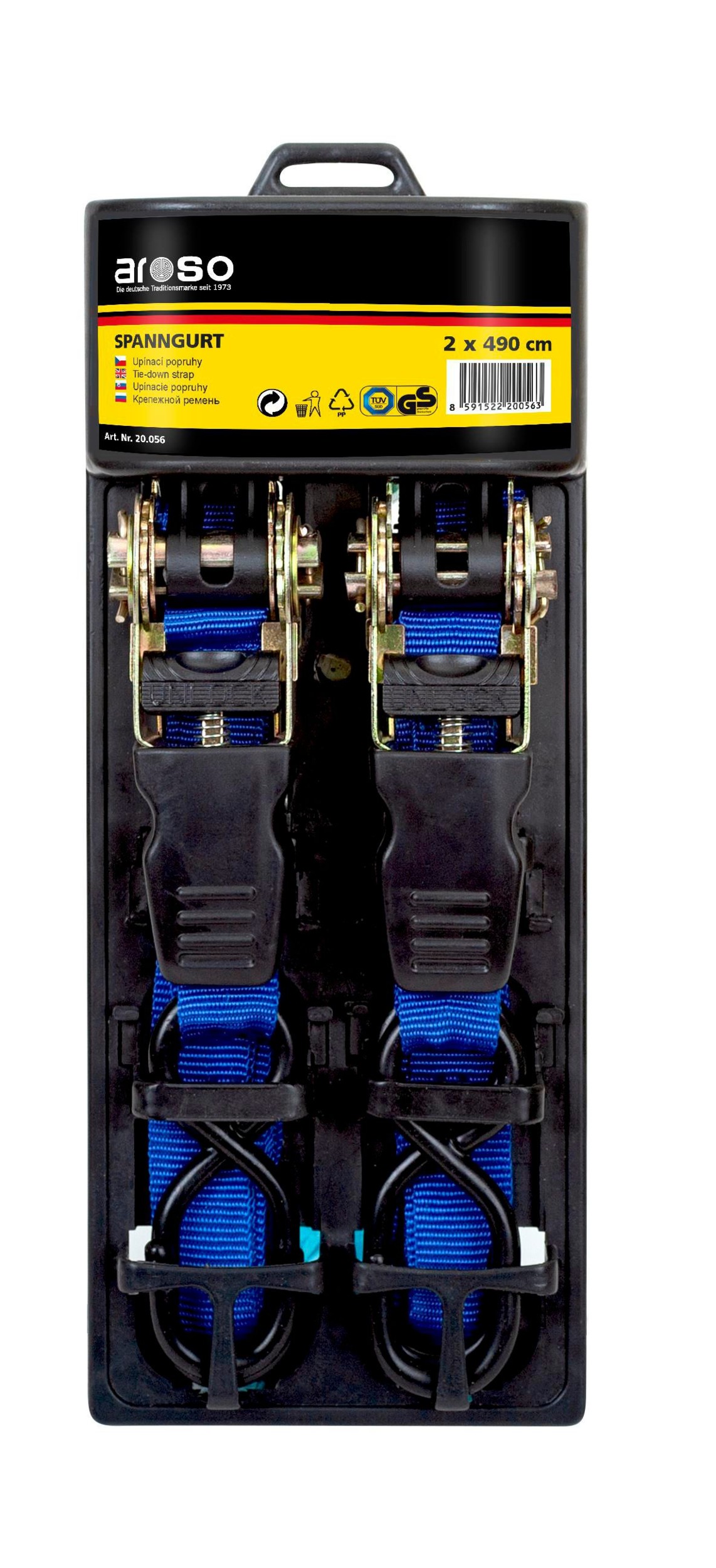 Auto-moto - Popruh s ráčnou a háky 2ks 400daN 30mm x 4,90m TÜV