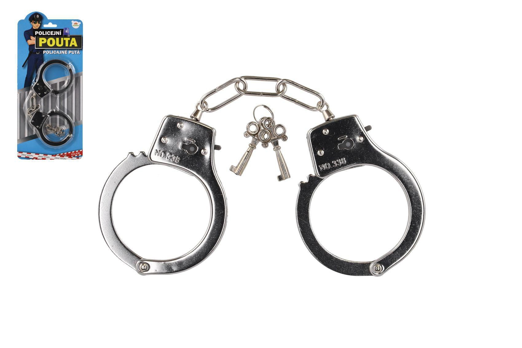 Svět dětí - Pouta policejní kov 17cm s klíčem