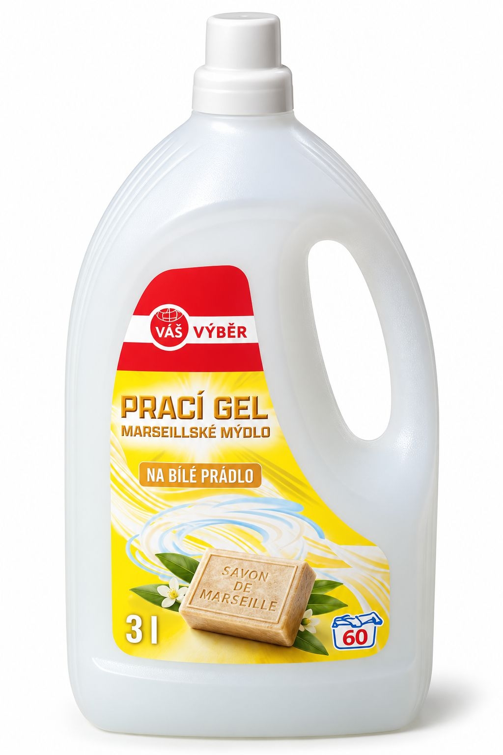 Drogerie a kosmetika - Prací gel na bílé prádlo s vůní marseillského mýdla 3l