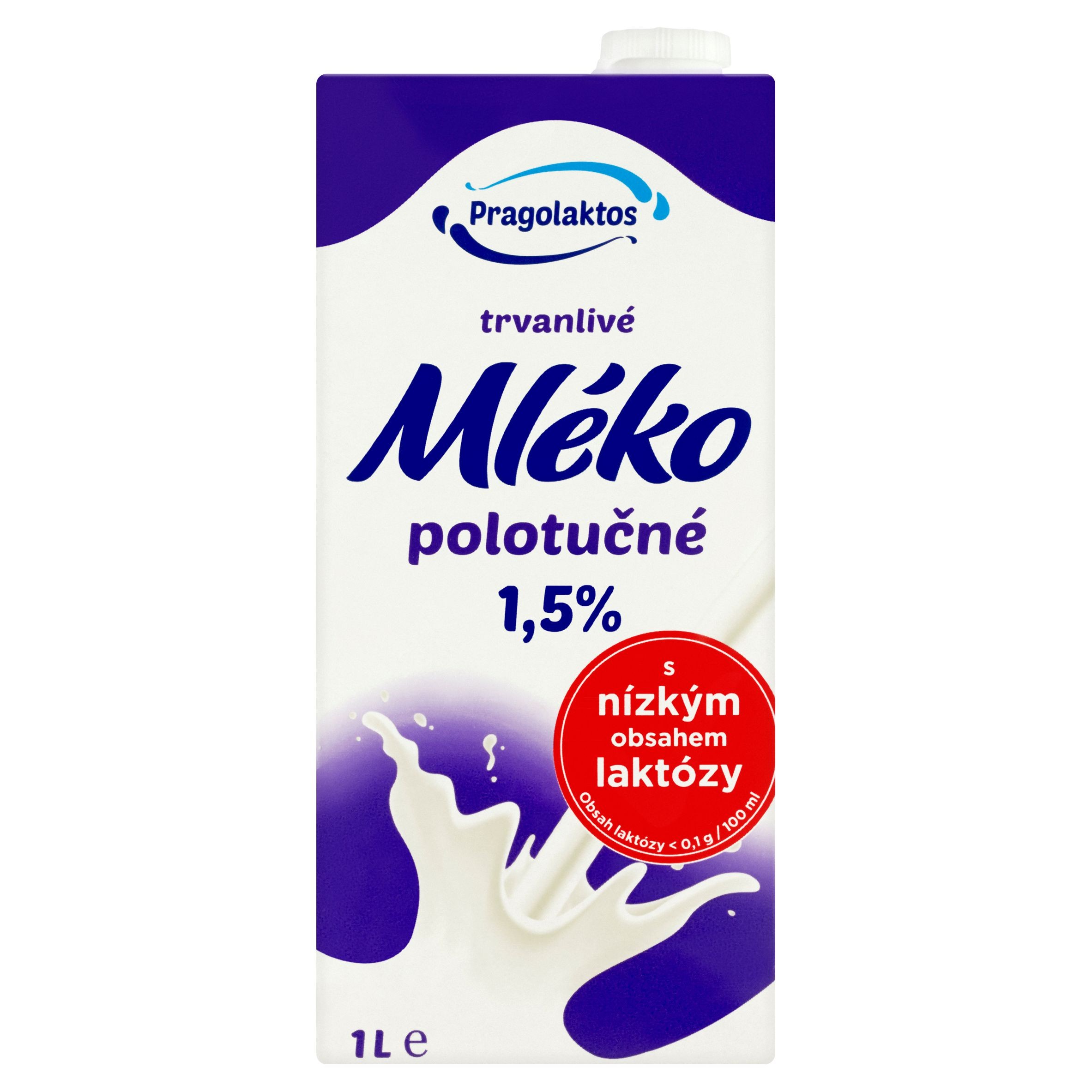Zdravý svět - Pragolaktos Mléko bez laktózy trvanlivé polotučné 1,5% 1 l