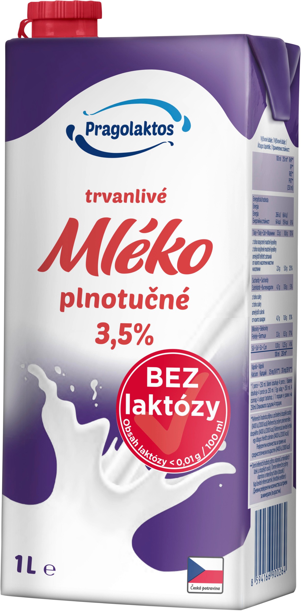 Zdravý svět - Pragolaktos Trvanlivé mléko 3,5% bez laktózy 1l