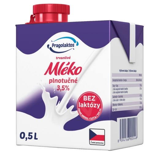 Zdravý svět - Pragolaktos Trvanlivé mléko 3,5% bez laktózy 500 ml