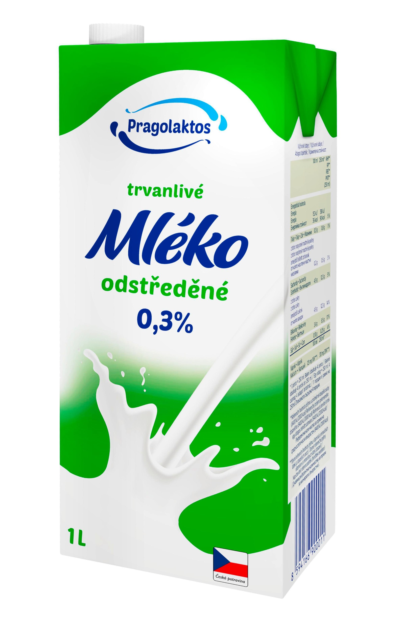 Mléčné a chlazené - Pragolaktos trvanlivé mléko odstředěné 0,3%, 1l