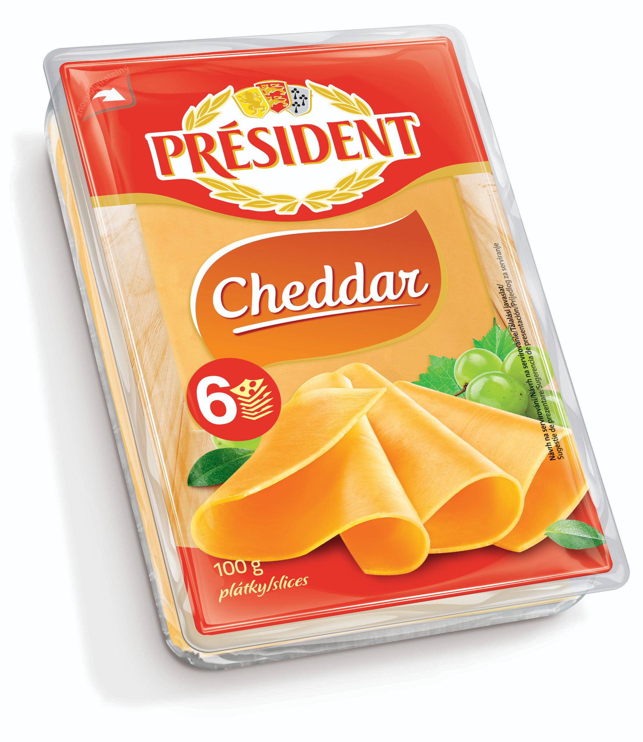 Président Cheddar 45% plátky 100 g-1