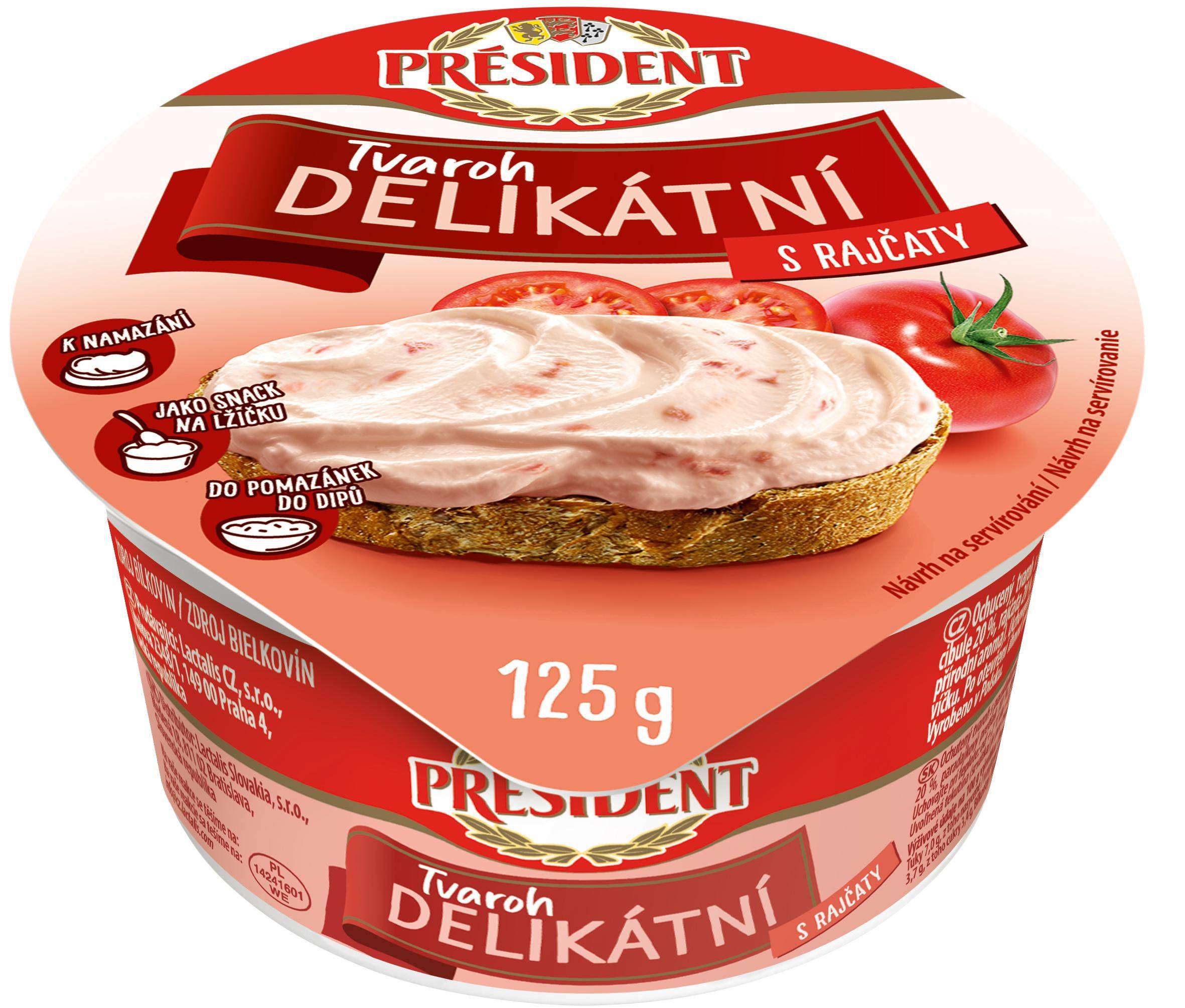 Mléčné a chlazené - Président Delikátní Tvaroh ředkvička/ rajče 125g
