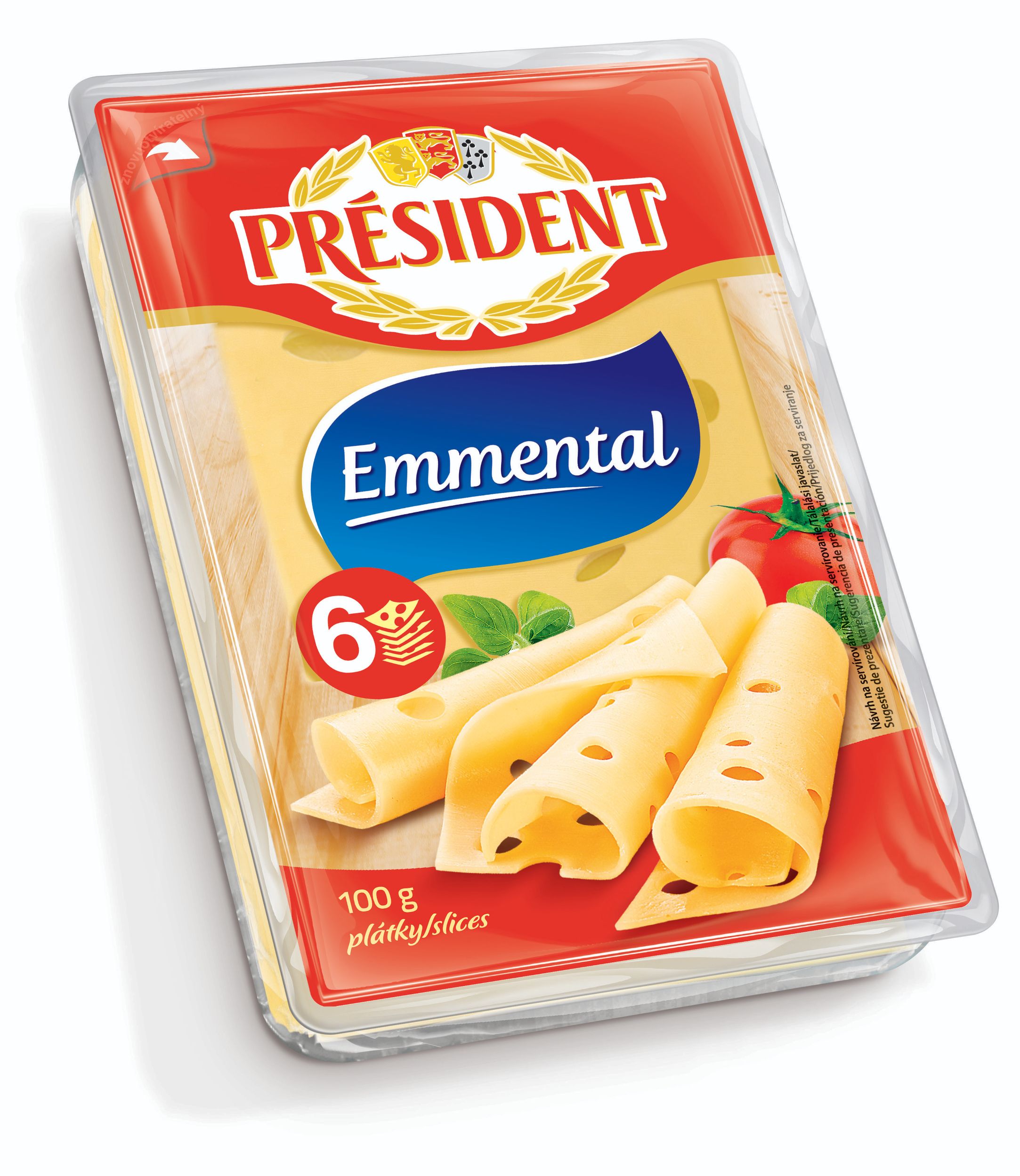 Président Emmental 45% plátky 100 g-0