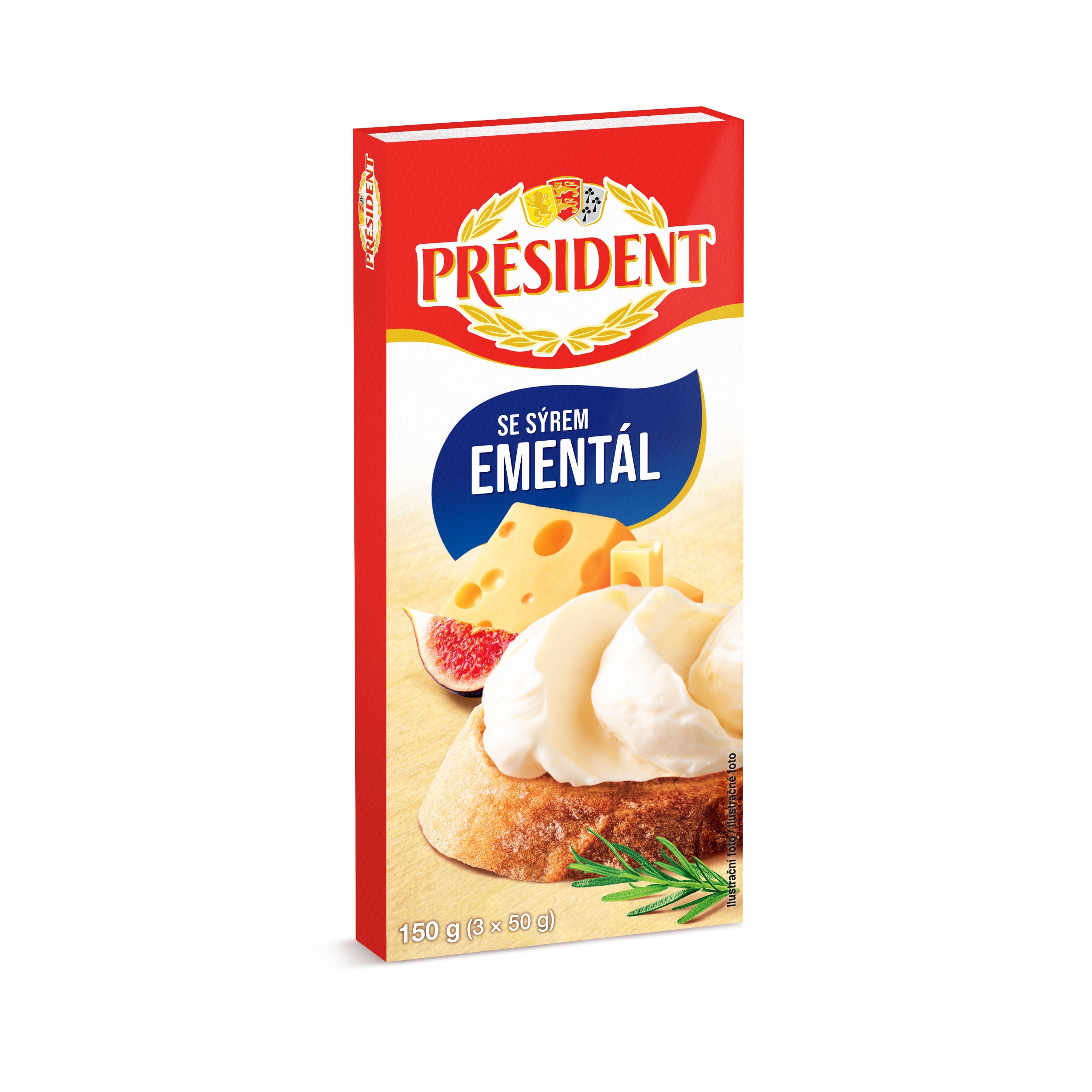 Mléčné a chlazené - Président Tavený sýr se sýrem Emmental 150 g