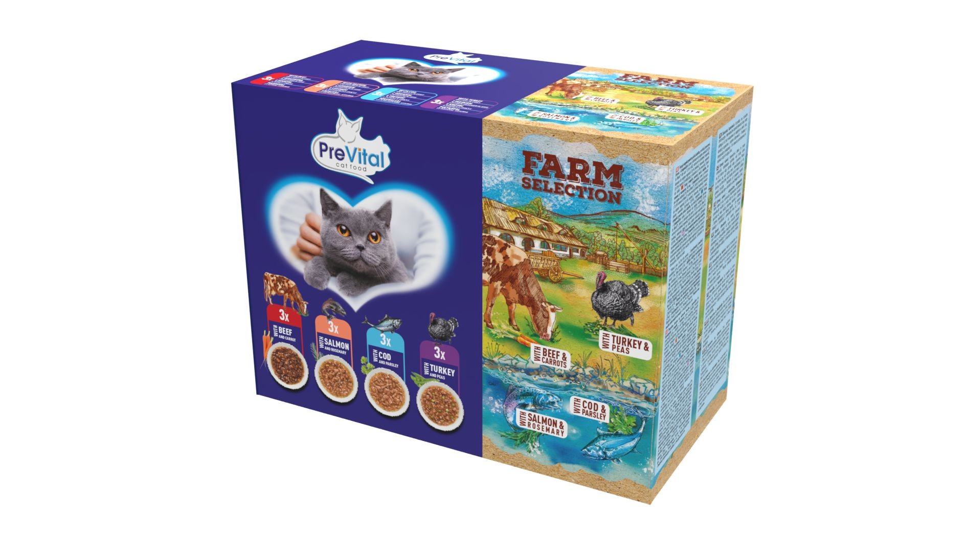 Svět zvířat - PreVital Farm selection mix masa a ryb 12 x 85 g