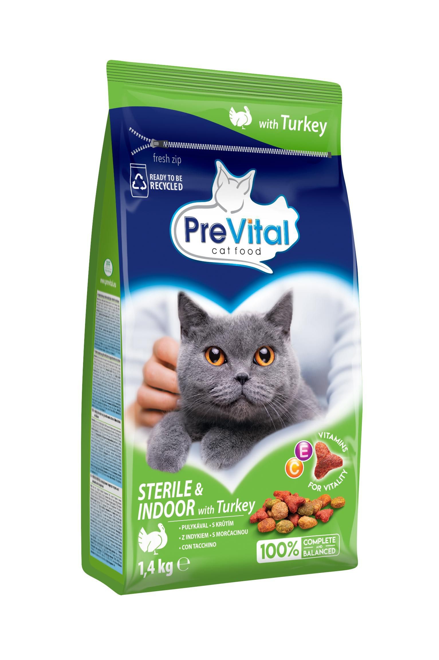 Svět zvířat - Prevital granule kočka Indoor krůtí 1,4kg