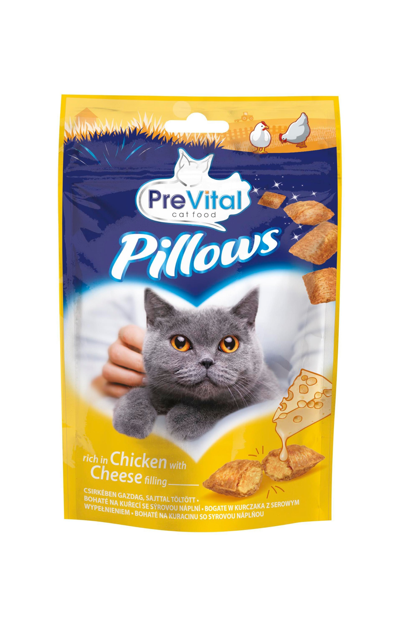 Svět zvířat - PreVital snack kočka polštářky kuře sýr 60 g