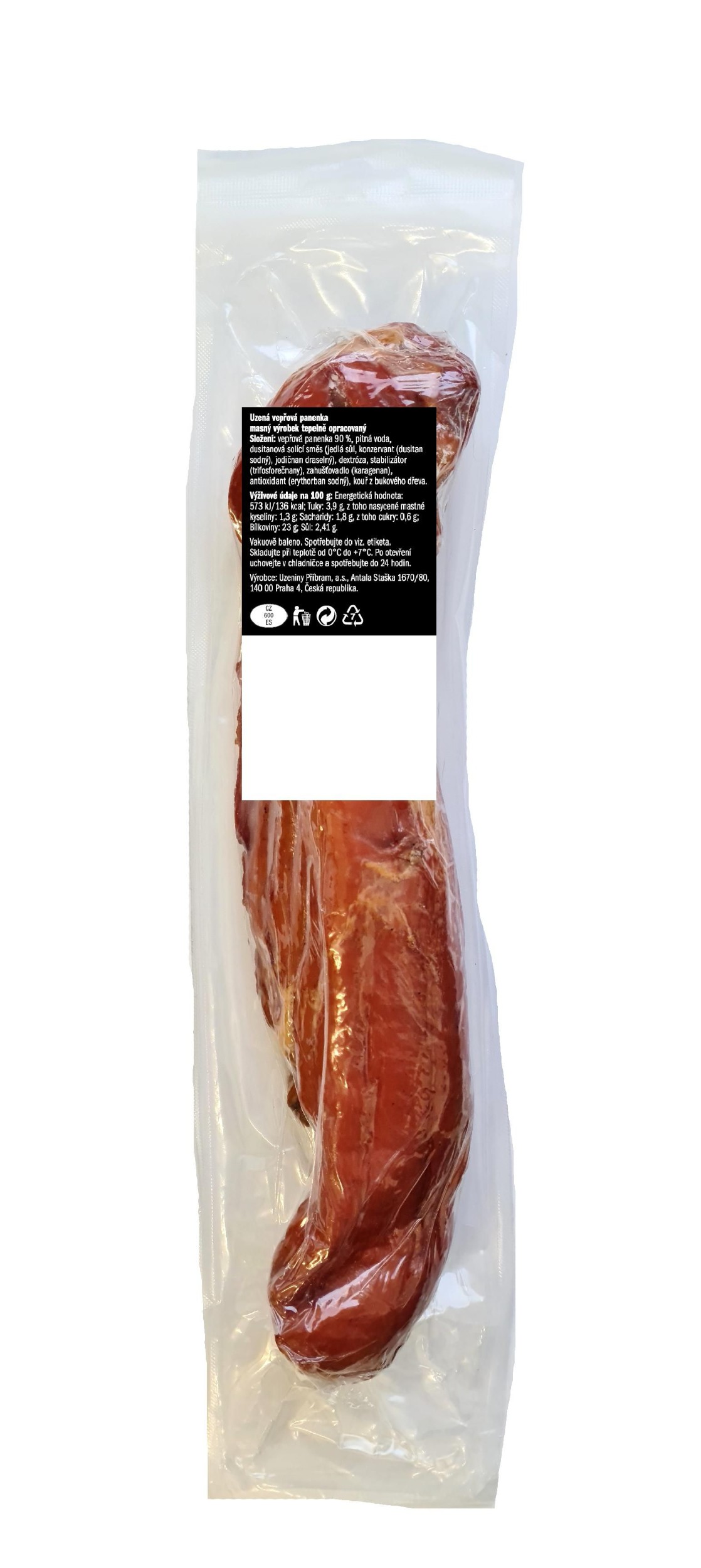 Uzená masa - Příbramská uzenina Uzená vepřová panenka - cca 500 g