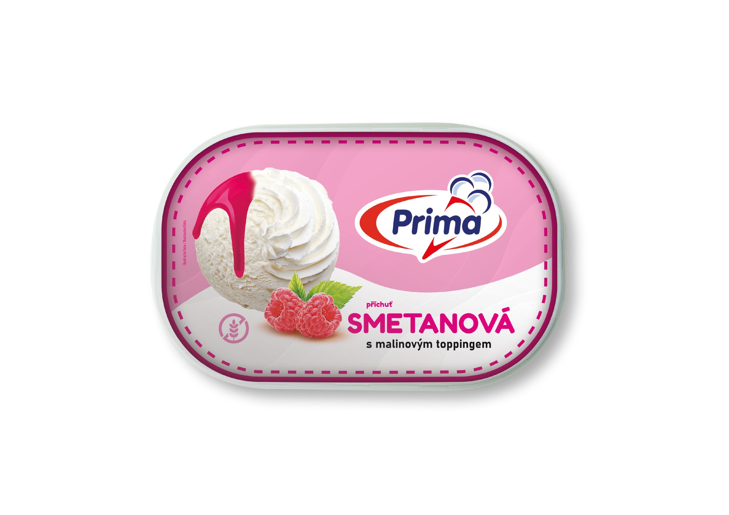Mražené potraviny - Prima Mražený krém se smetanovou příchutí a malinovým toppingem 900 ml