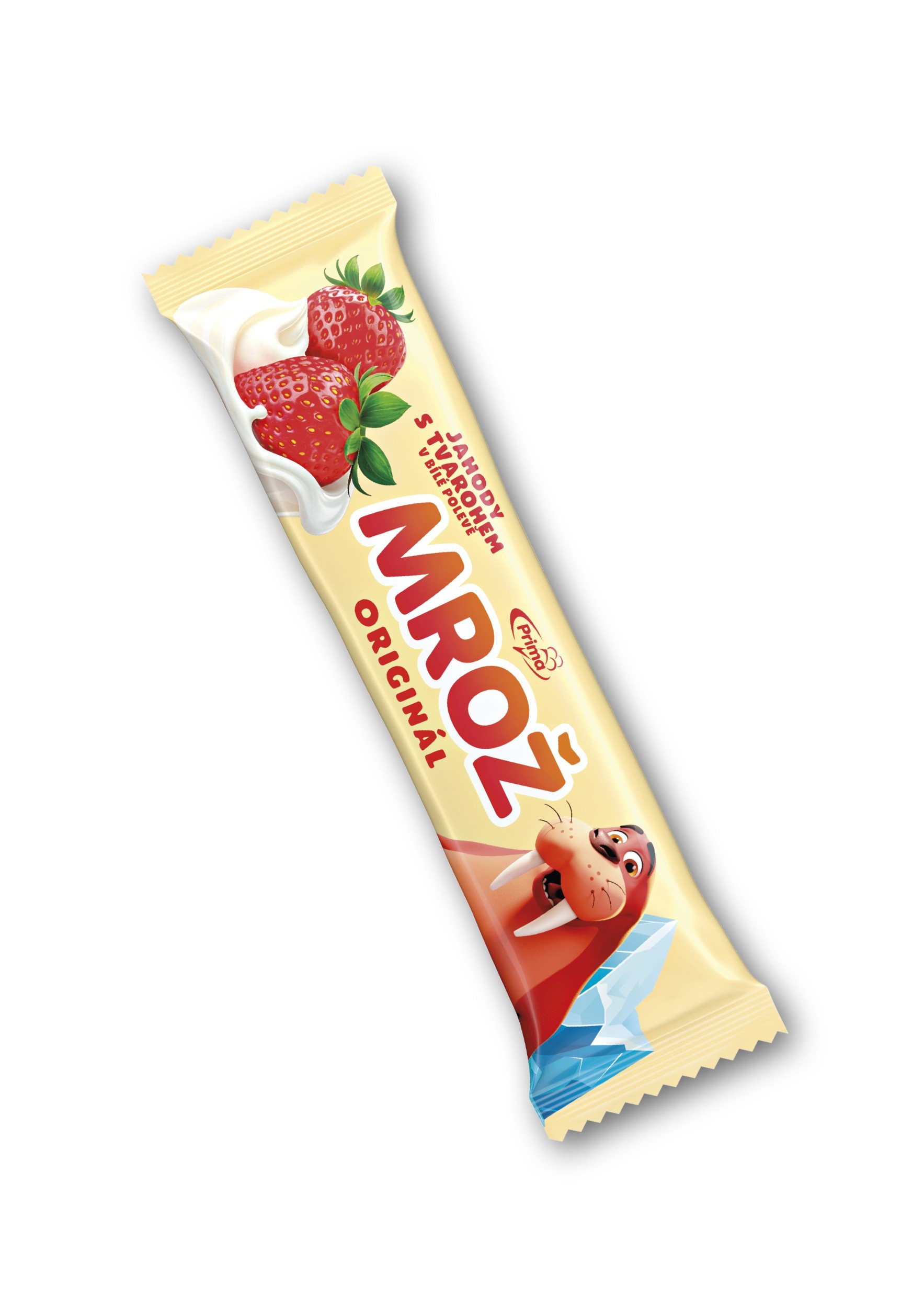Mražené potraviny - Prima Mrož Jahodový s tvarohem v bílé polevě 45 ml