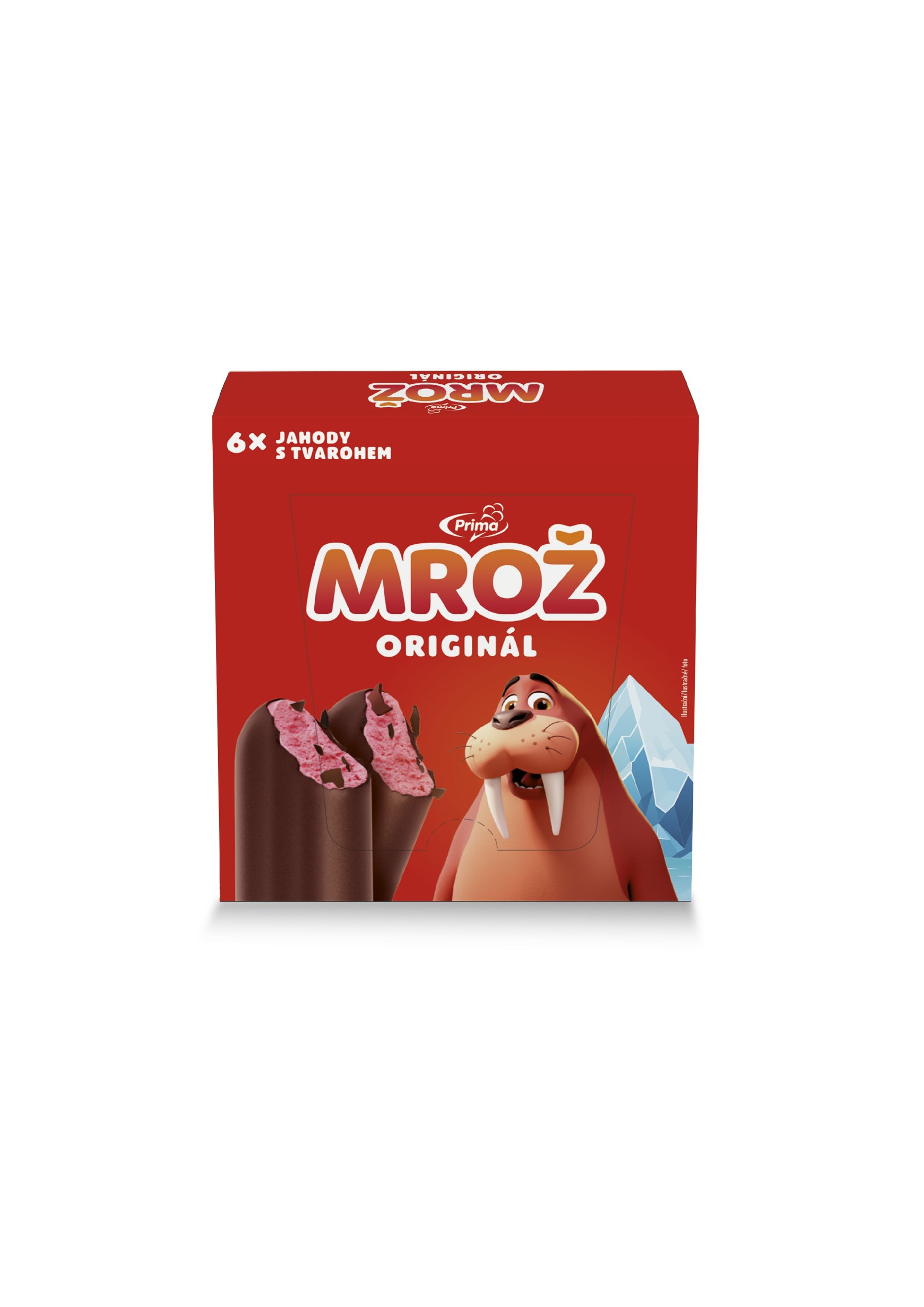 Mražené potraviny - Prima Mrož Jahodový s tvarohem v kakaové polevě 6x45 ml