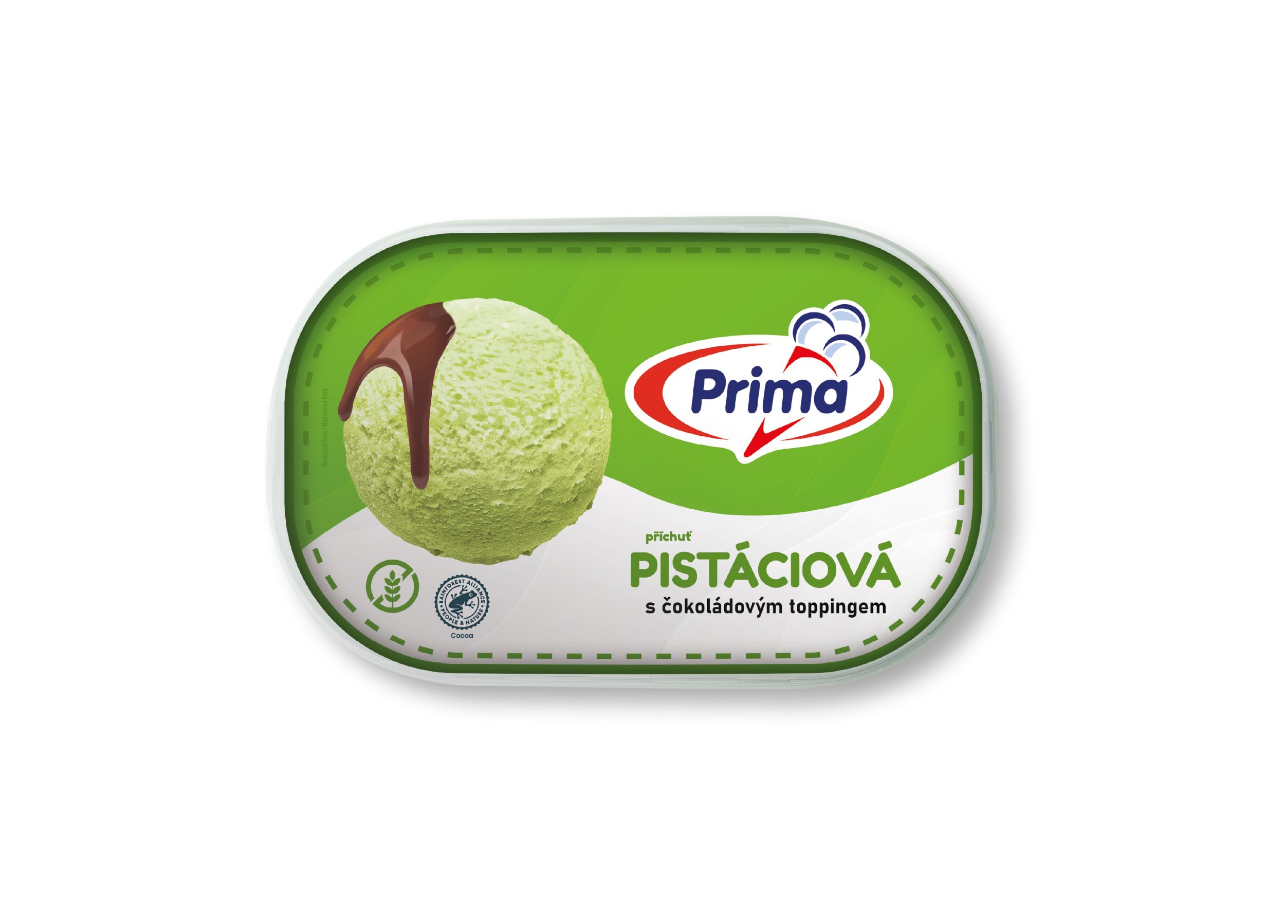 Mražené potraviny - Prima pistáciová zmrzlina s čokoládovým toppingem 900 ml