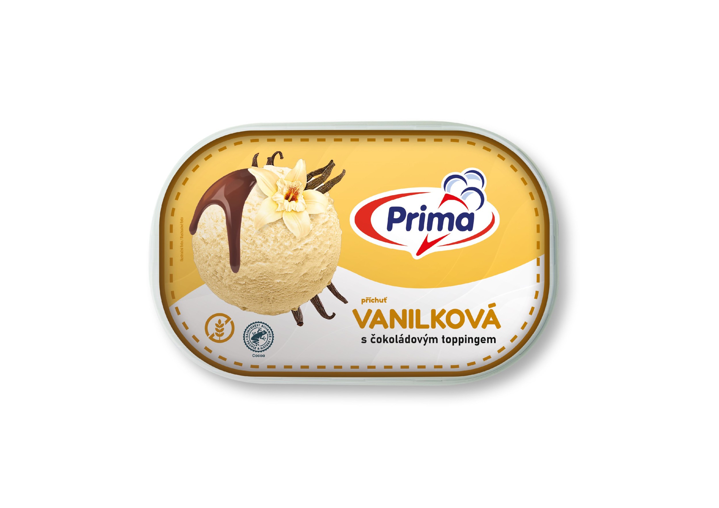 Mražené potraviny - Prima Vanilková příchuť s čokoládovým toppingem 900 ml
