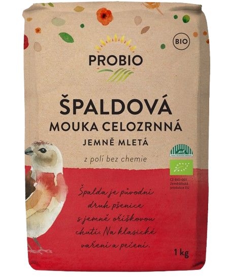 Trvanlivé potraviny - Probio Mouka špaldová BIO celozrnná jemně mletá 1 kg