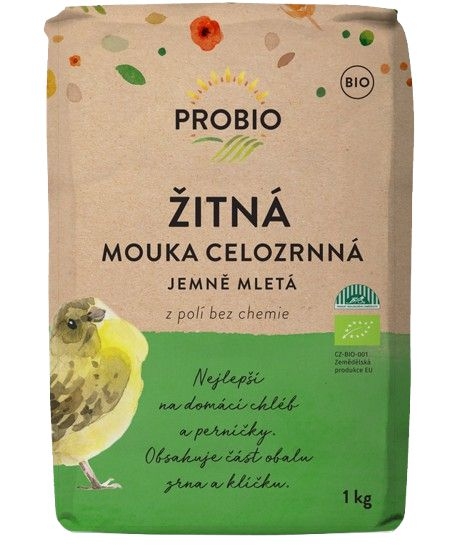 Trvanlivé potraviny - Probio Mouka žitná BIO celozrnná jemně mletá 1 kg
