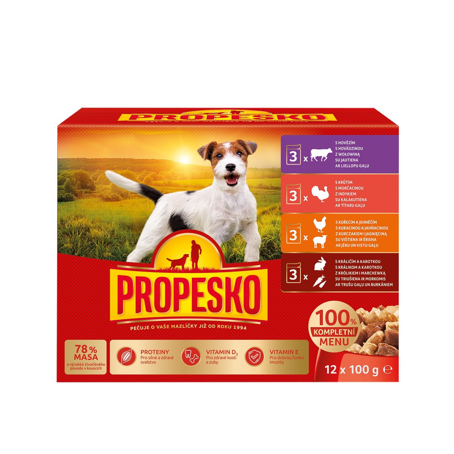 Svět zvířat - Propesko kapsa mix příchutí 12 x 100 g