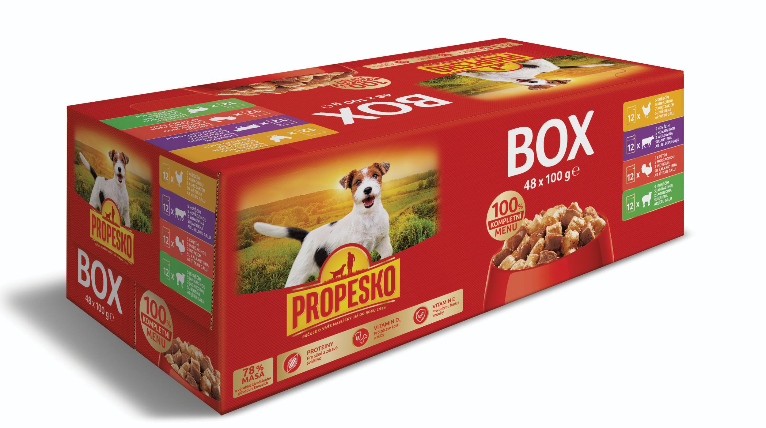 Svět zvířat - Propesko kapsa pes XXL mix masa 48x100g