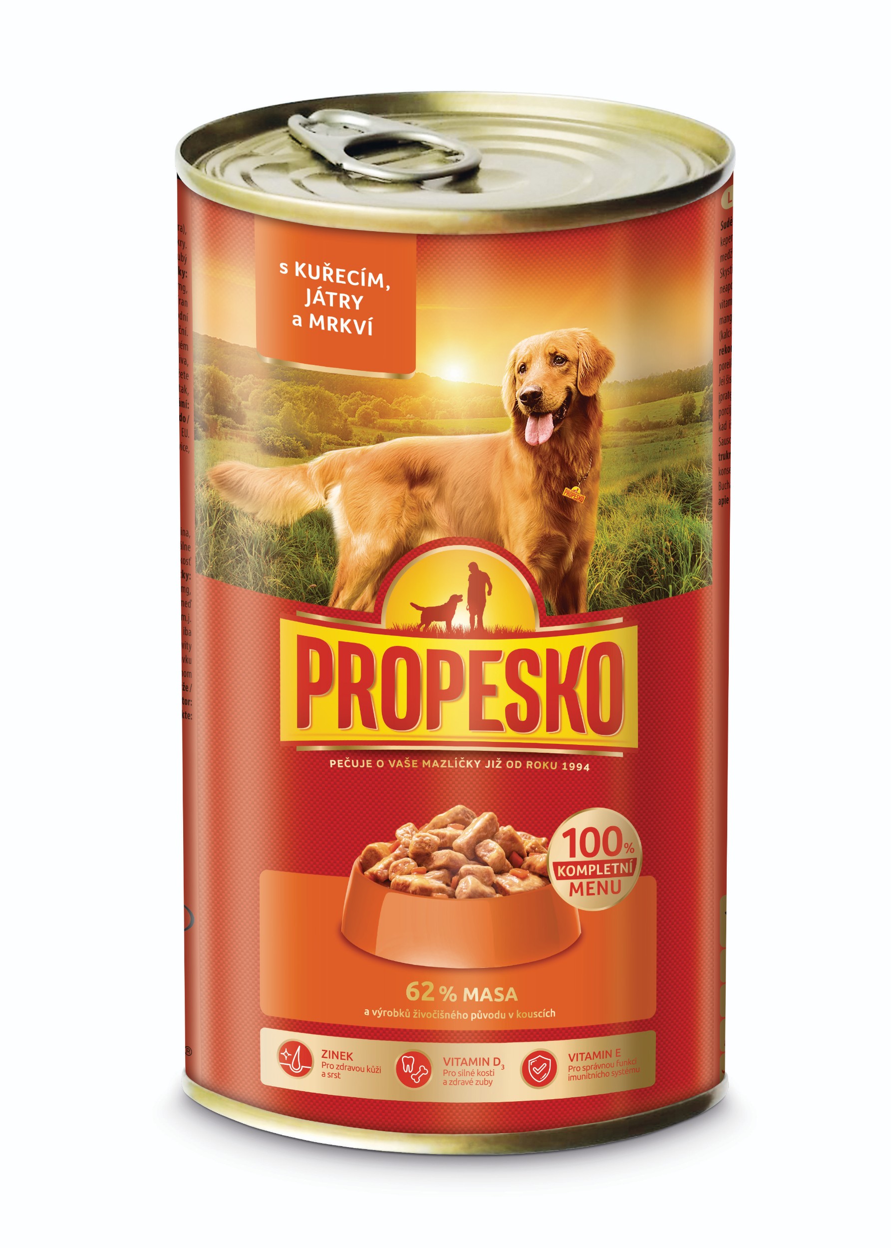 Svět zvířat - Propesko kousky pes kuřecí, játra, mrkev v omáčce 1240 g